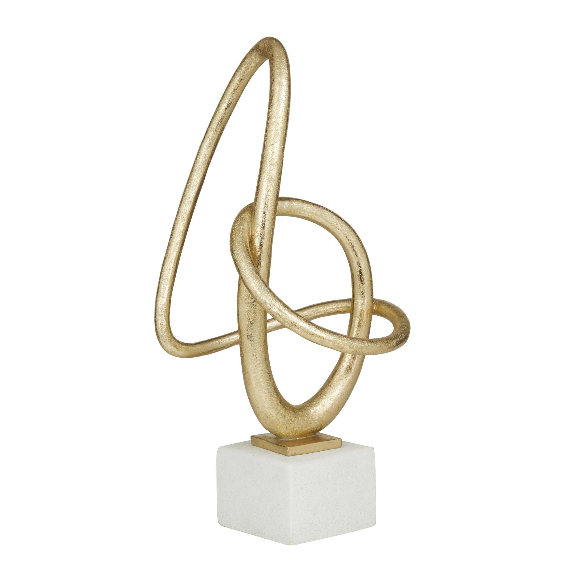 Abstract Gold Polystone Swirl Decorative Sculpture