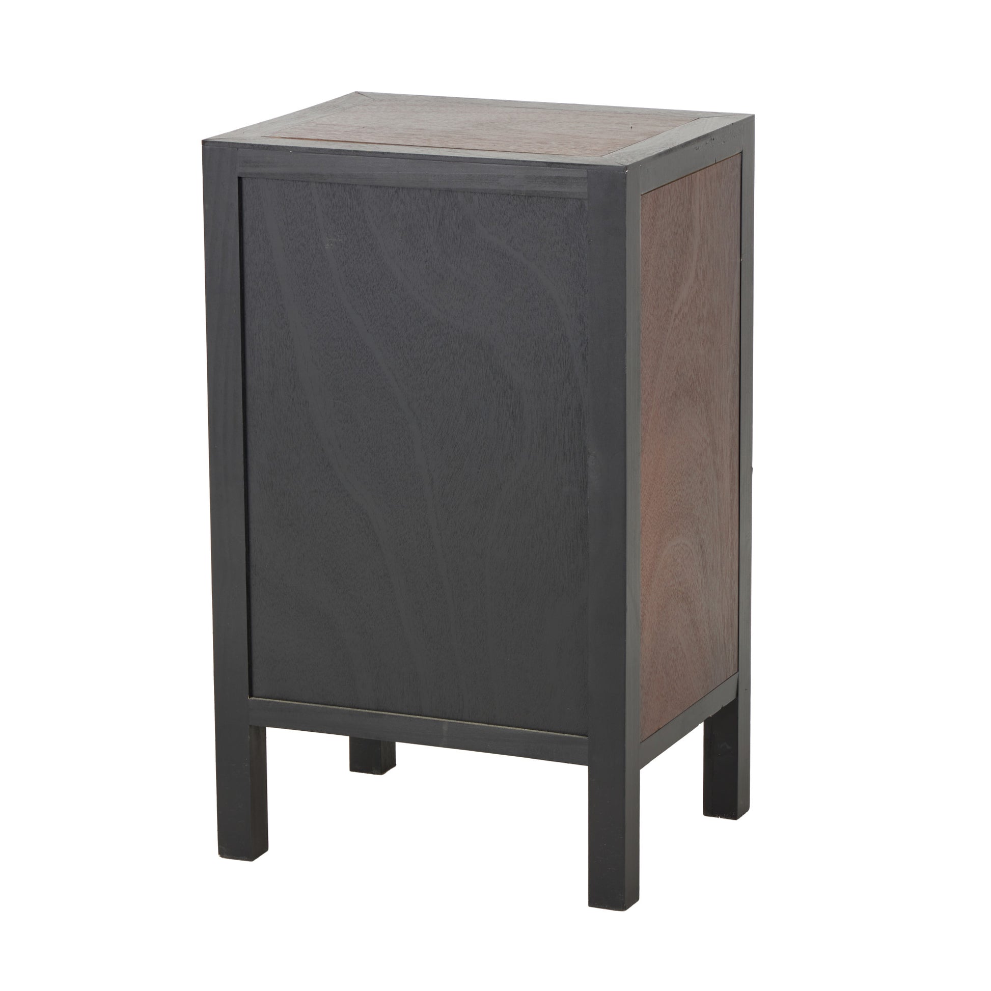 Dark Brown Wood Square 1 Door and 1 Drawer Room Cabinet with Black Frame