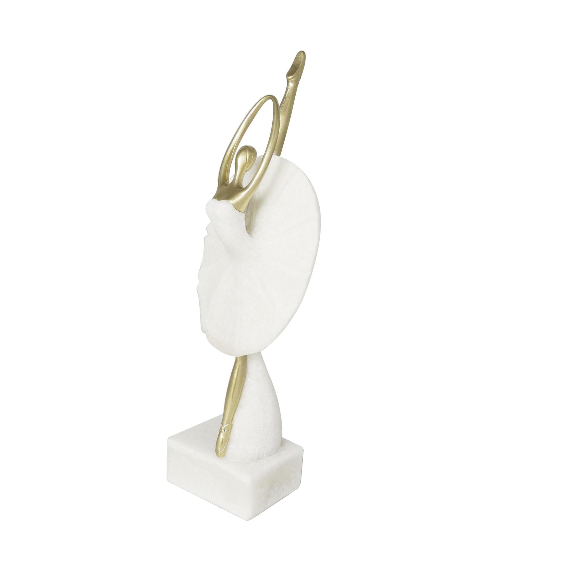 Dancer Cream Polystone Ballet Decorative Sculpture with Gold Accents