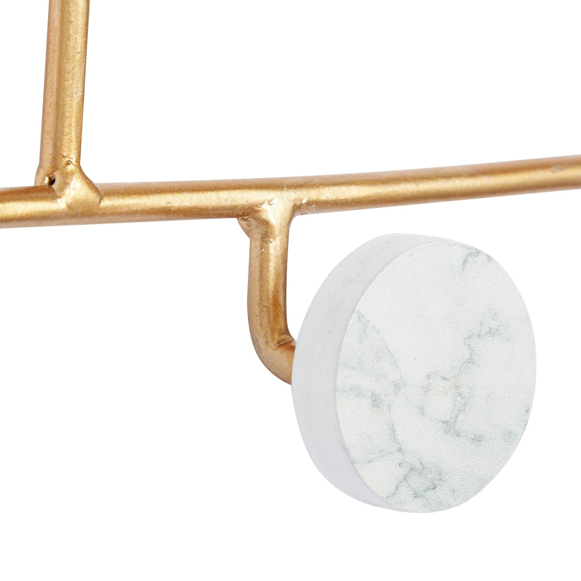 Gold Wooden 6 Hangers Home Wall Hook