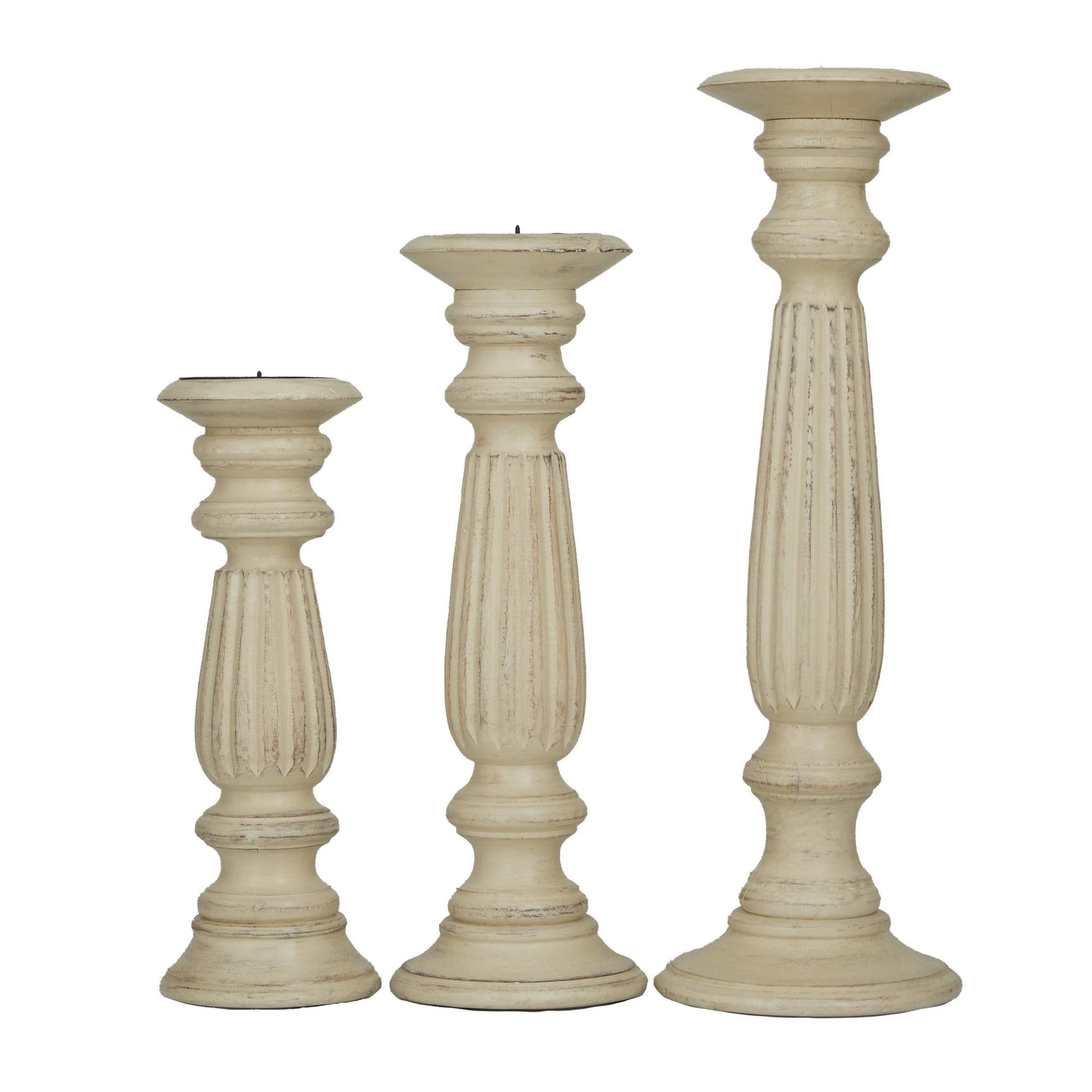 Set of 3 Mango Wood Decorative Candle Holder