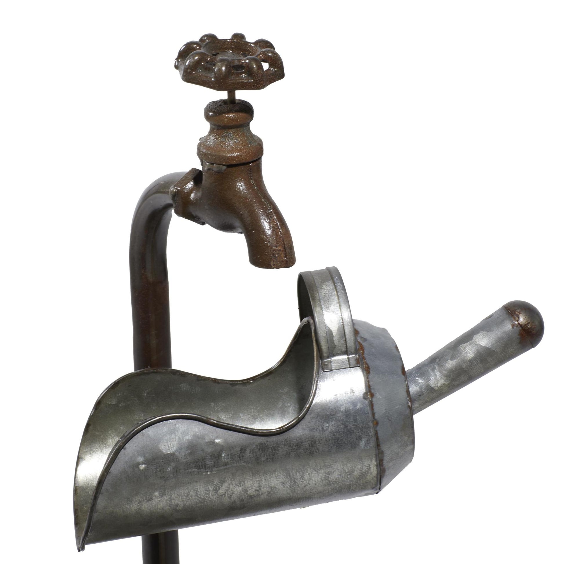 Gray Metal Indoor Outdoor Fountain with Watering Cans