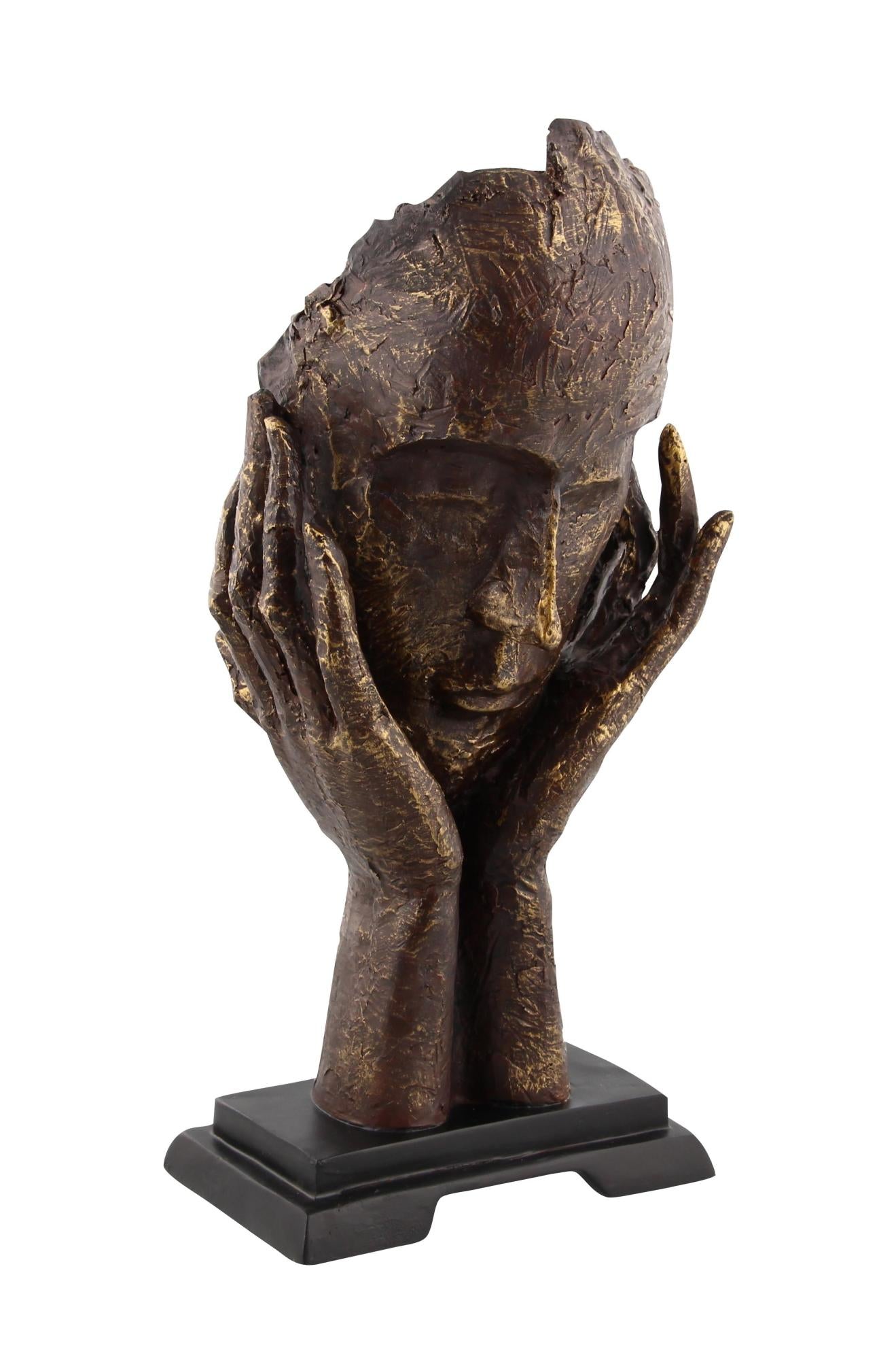 Mask Brown Polystone Thinker Decorative Sculpture