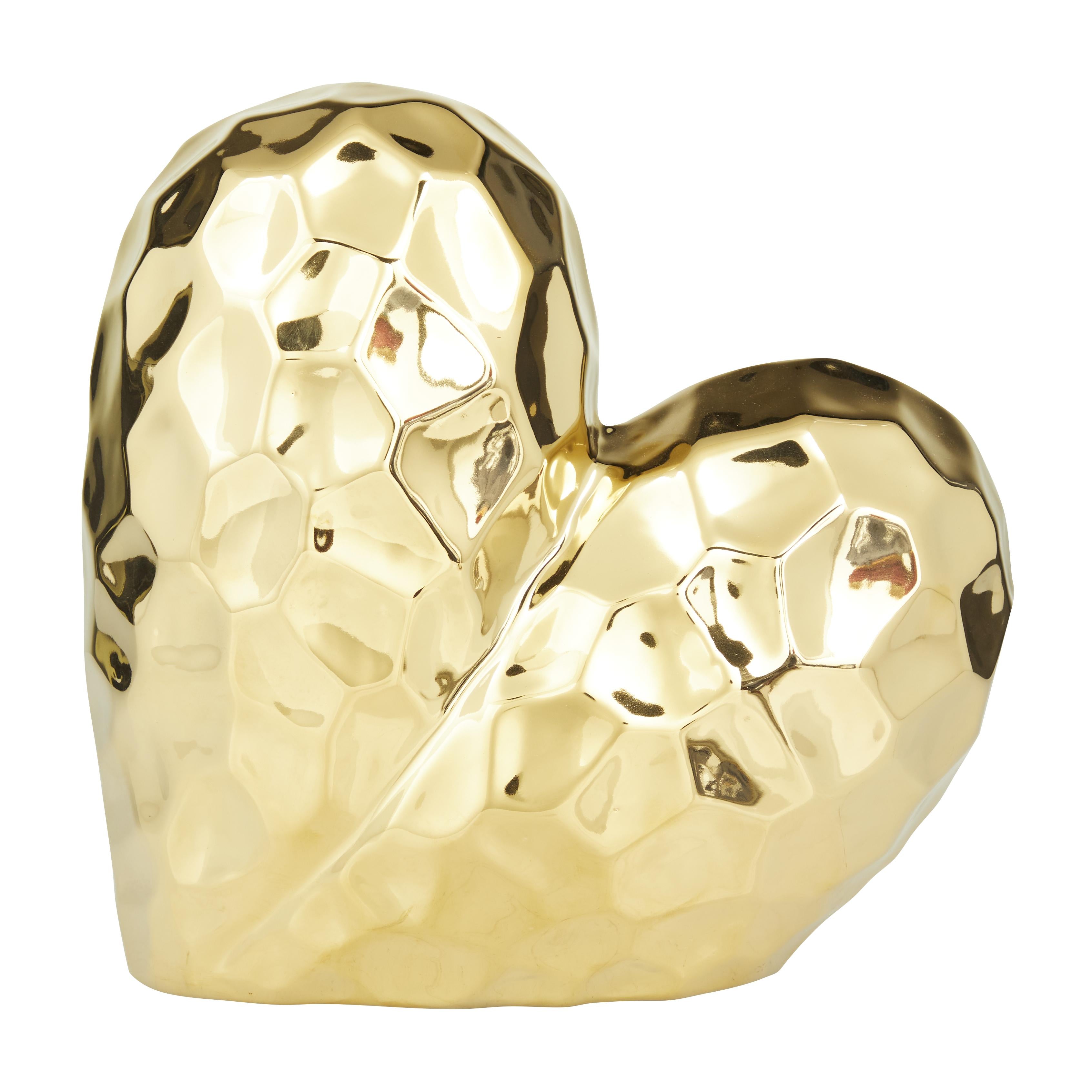 Heart Porcelain Ceramic Dimensional Angled Origami Inspired Decorative Sculpture