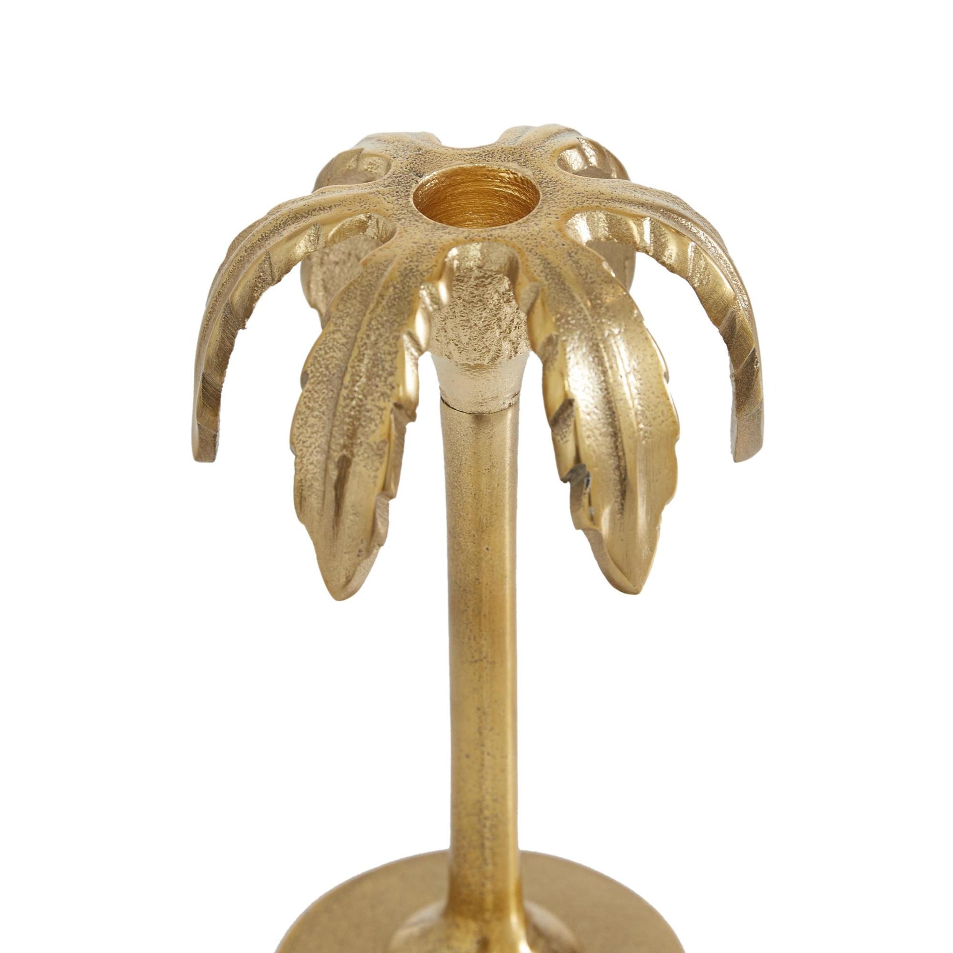 Set of 3 Gold Aluminum Metal Palm Tree Decorative Candle Holder