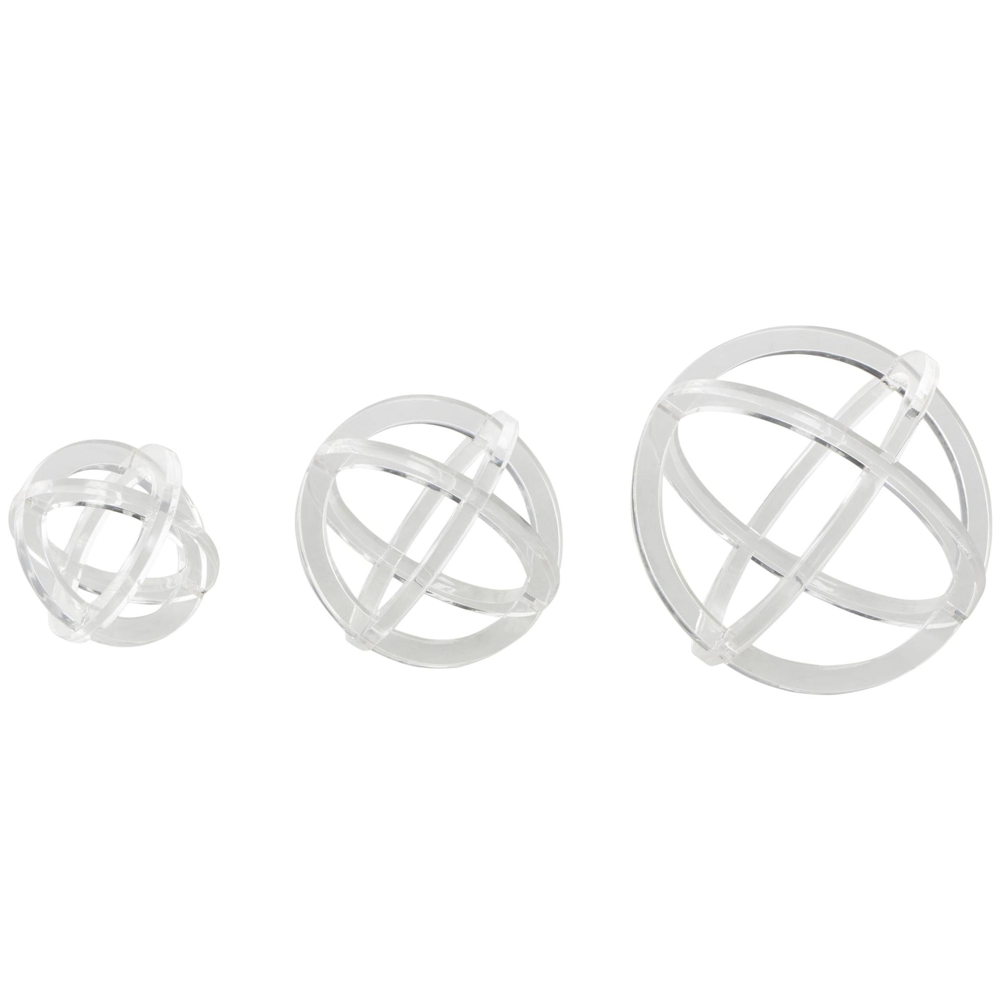 Set of 3 Geometric Clear Acrylic Plastic Delicate Decorative Sculpture