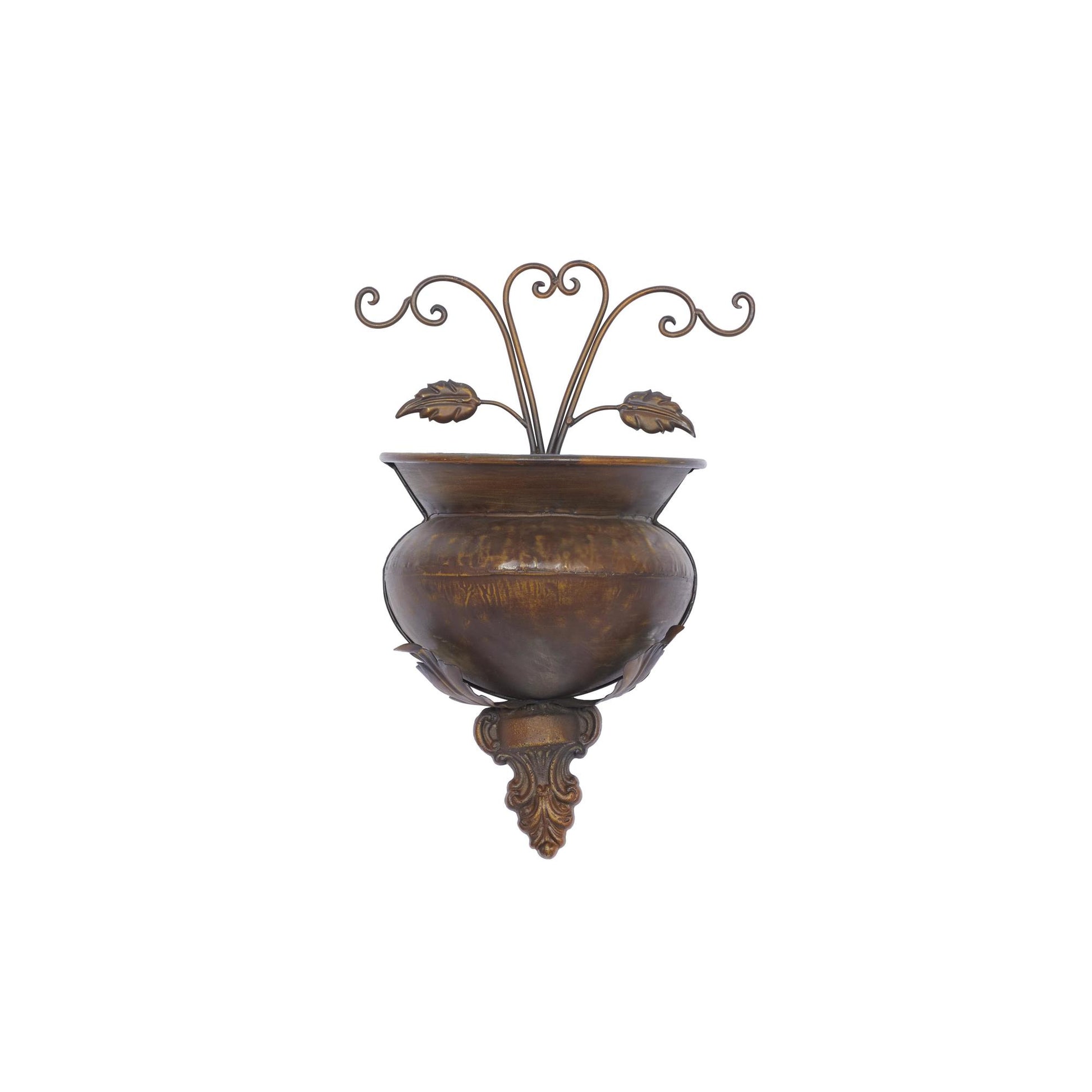 Scroll Brown Metal Indoor Outdoor Wall Planter