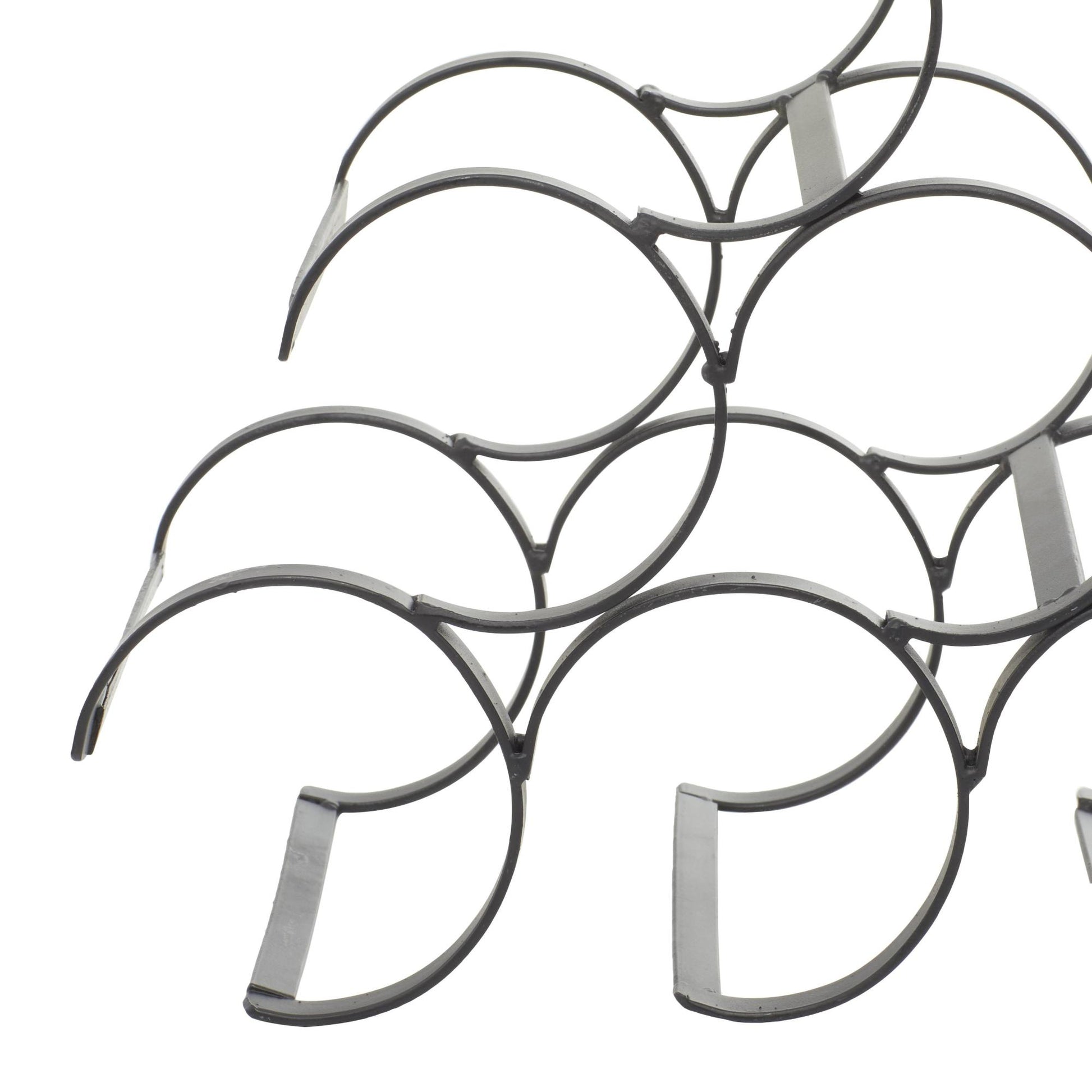Black Metal 6 Bottle Kitchen Wine Rack with Curved Holders