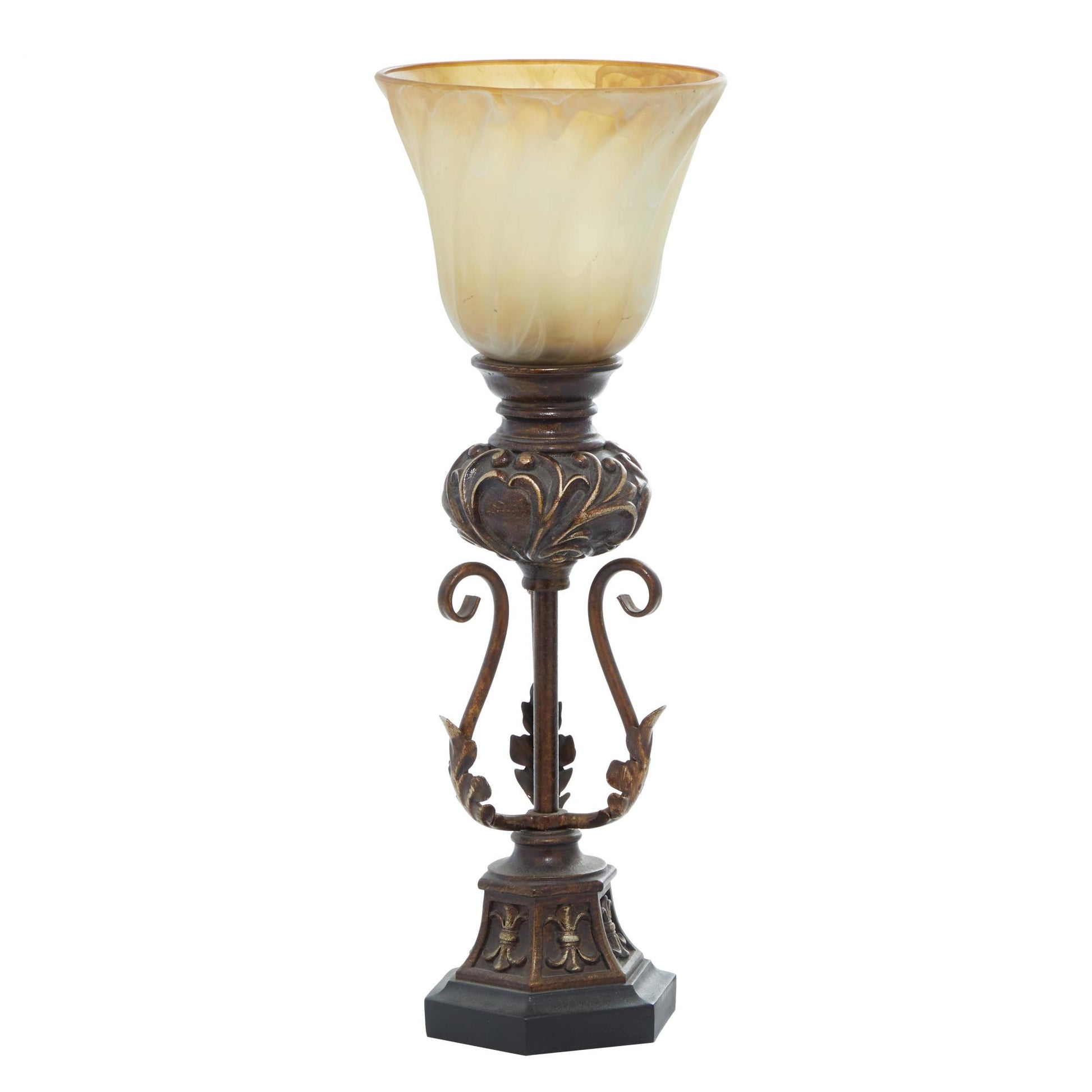 Scroll Brown Metal Antique Style Room Uplight