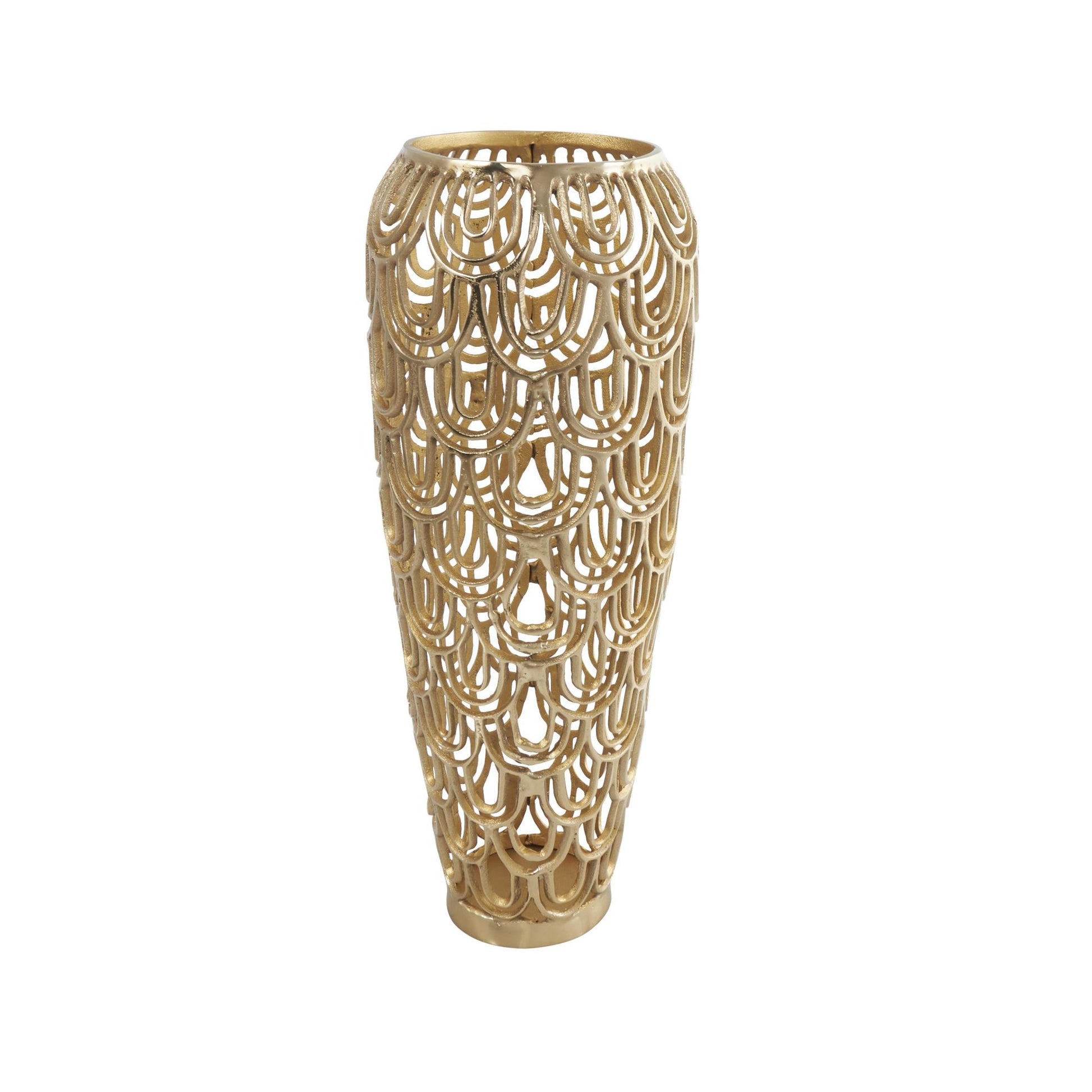 Geometric Aluminum Metal Art Deco Inspired Arched Decorative Vase