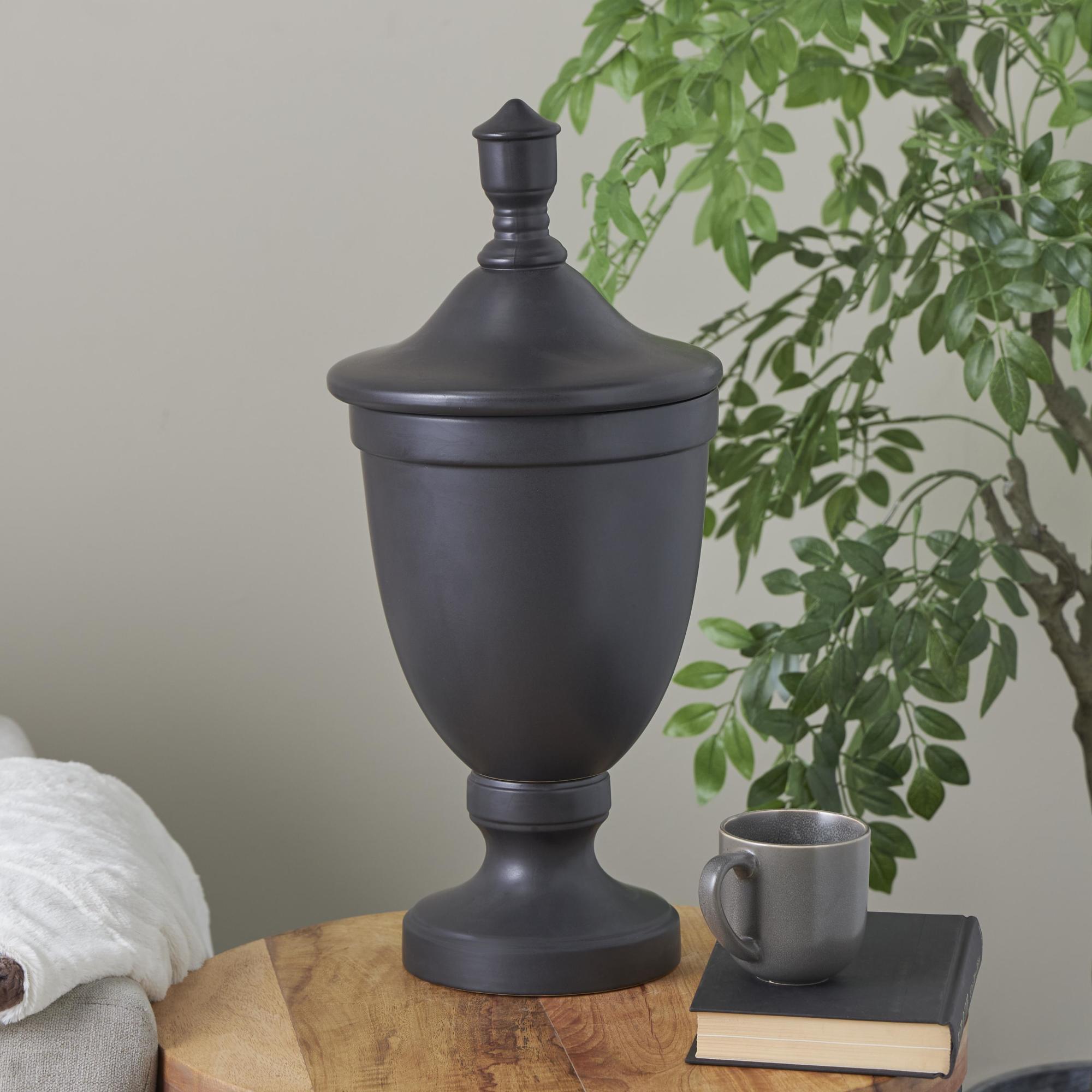 Ceramic Fluted Urn Shaped Living Room Decorative Jars with Lid
