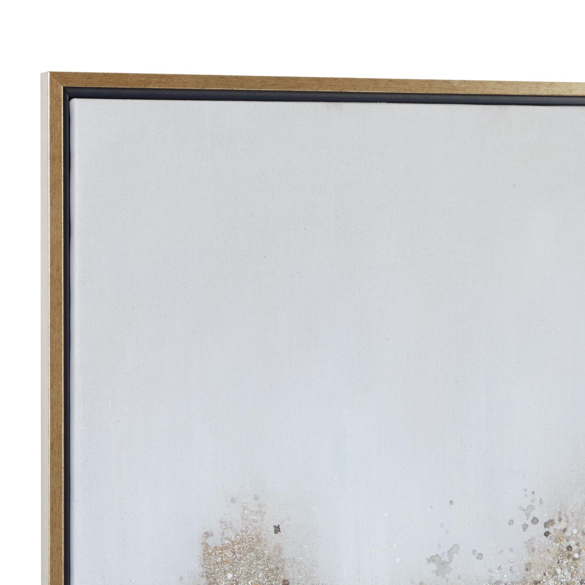 Geode Gold Canvas Glitter Flakes Living Room Framed Wall Art with Gold Frame