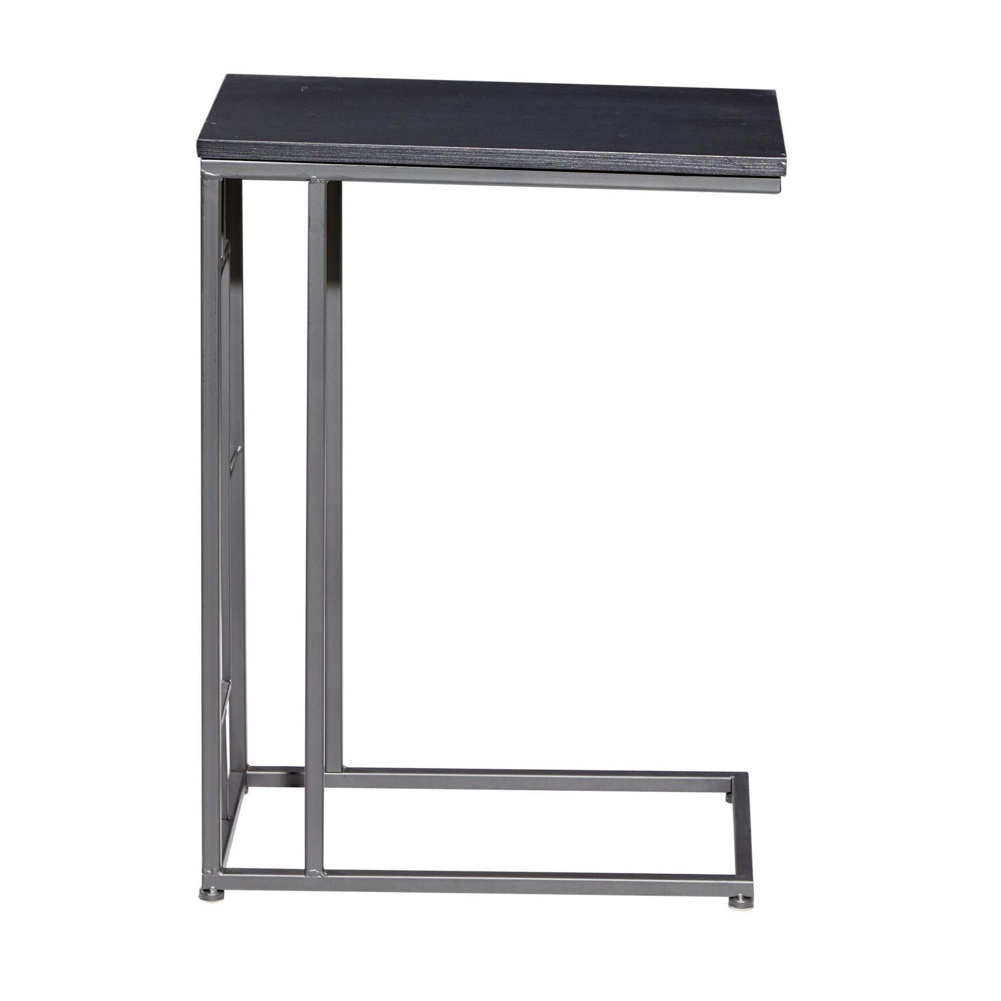 Metal C-Shaped Side End Accent Table with Black Metal Base