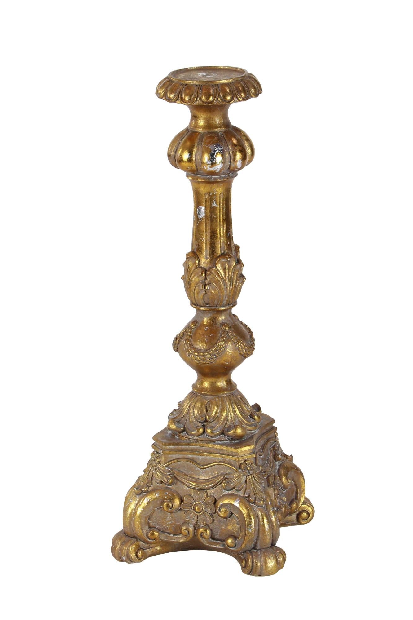 Gold Polystone Tall Standing Decorative Candle Holder