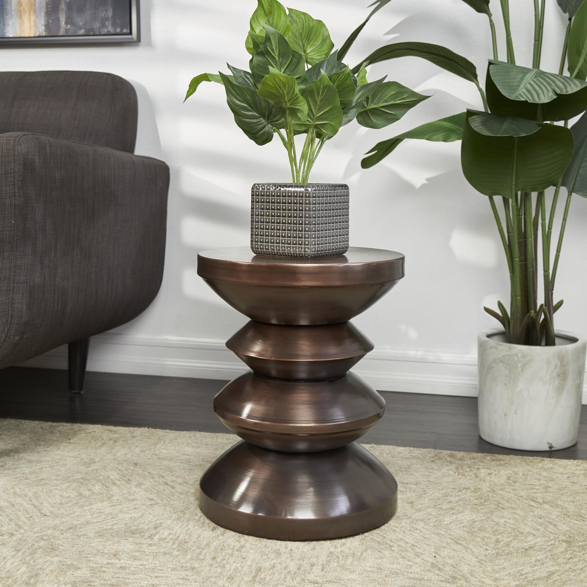 Geometric Metal Art Deco Inspired Side End Accent Table
