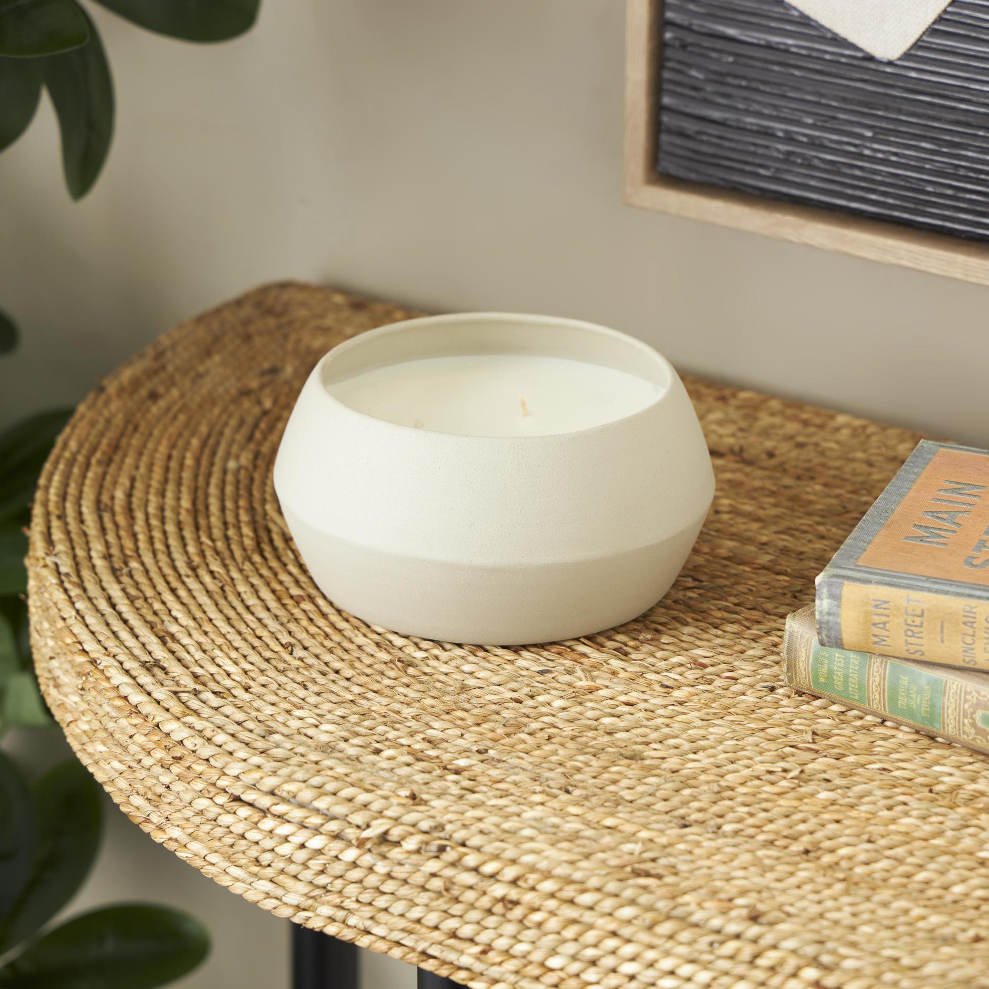 Metal Rose Blossom & Sandalwood Scented Textured 30oz 3 Wick Decorative Candle with White Wax 6" x 6" x 3"