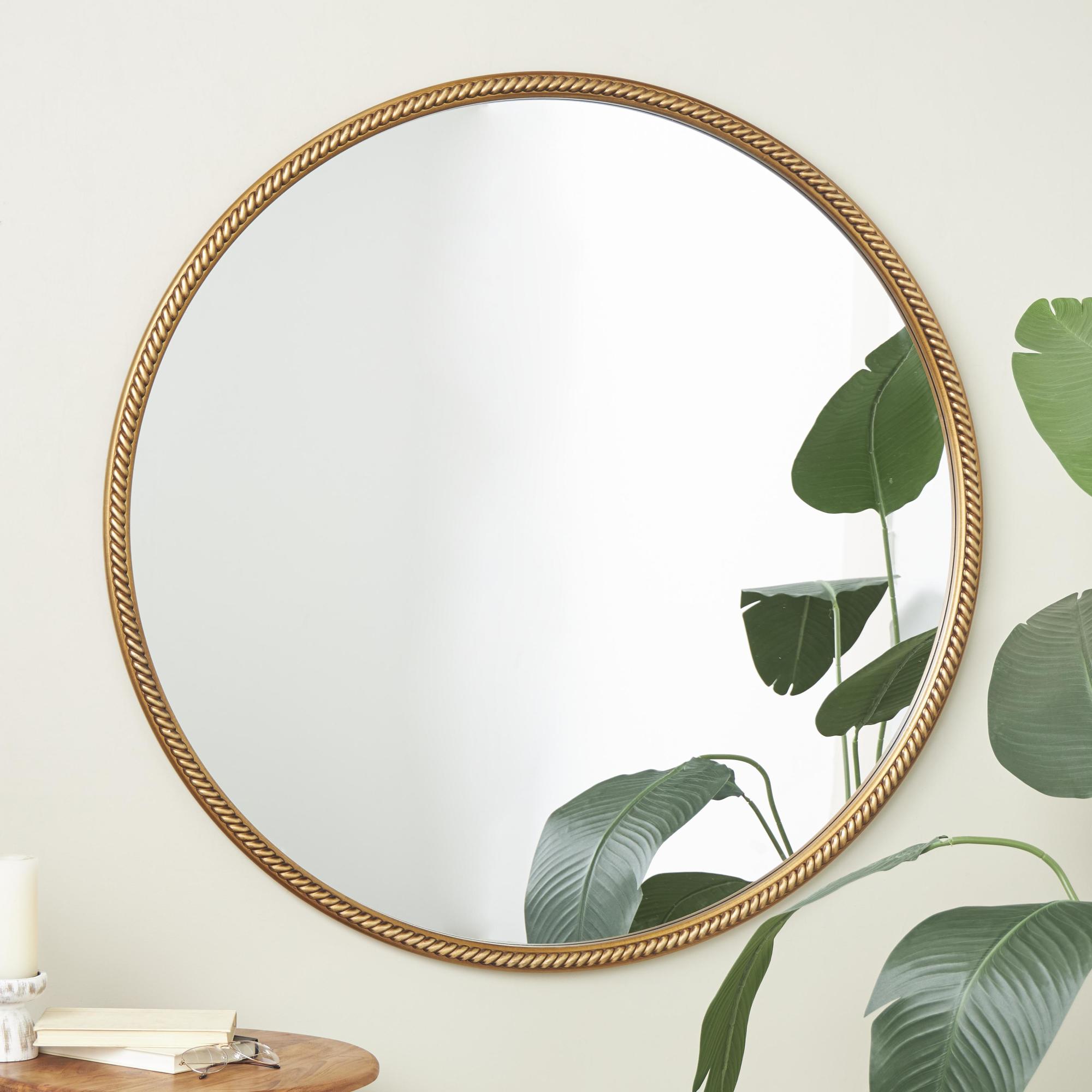 Gold Resin Room Wall Mirror with Twisted Chain Inspired Frame