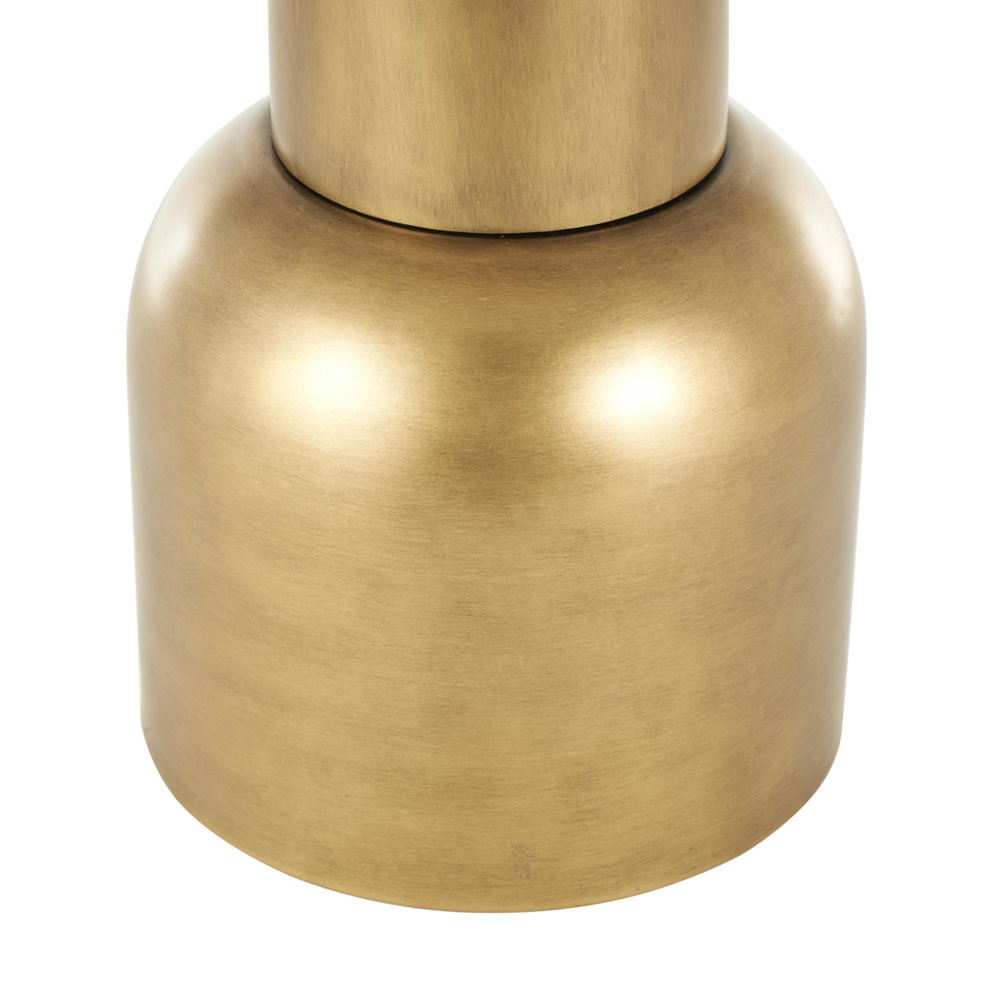 Gold Metal Pedestal Side End Accent Table with Cream Marble Tabletop