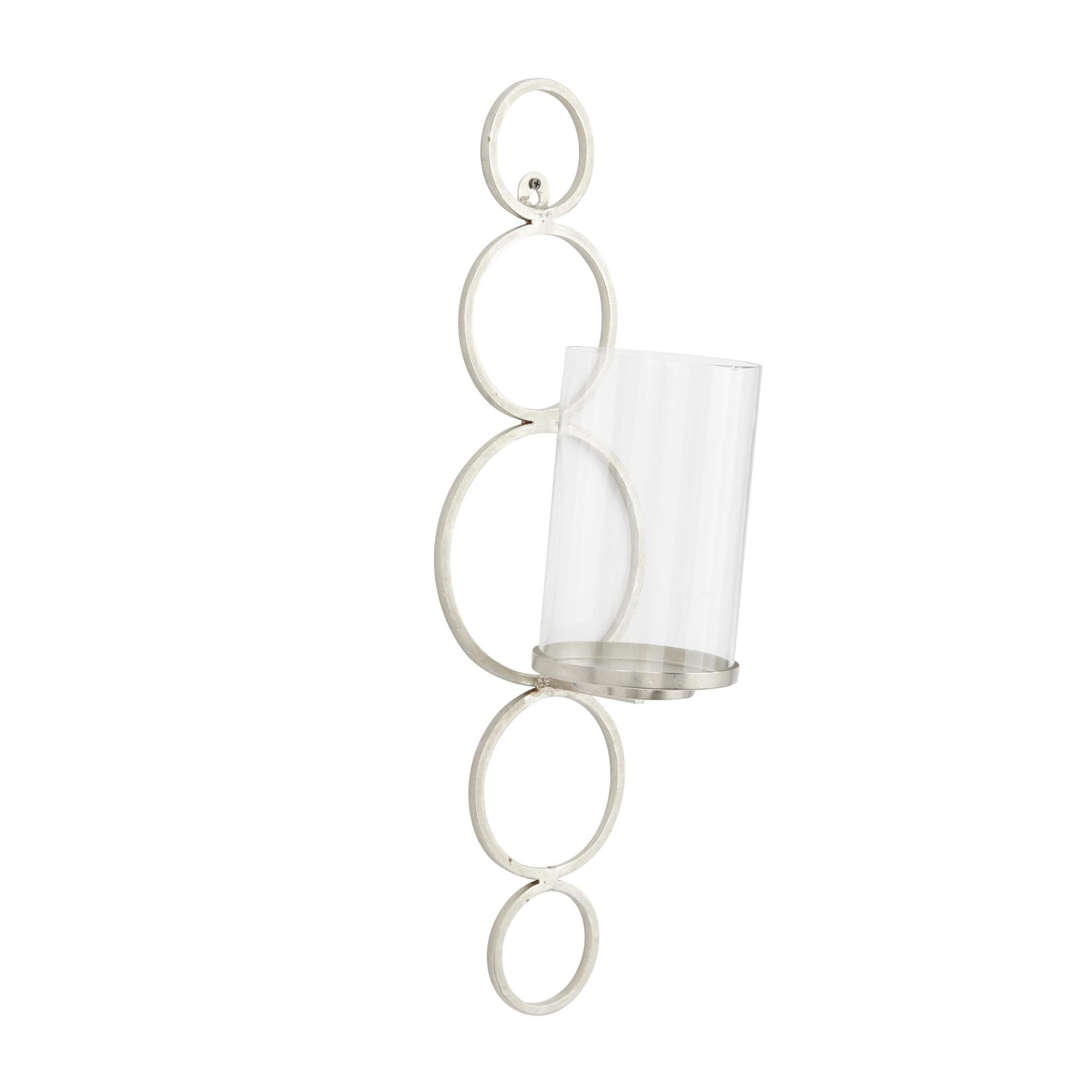 CosmoLiving by Cosmopolitan Metal Single Candle Indoor Outdoor Wall Sconce with Glass Holder