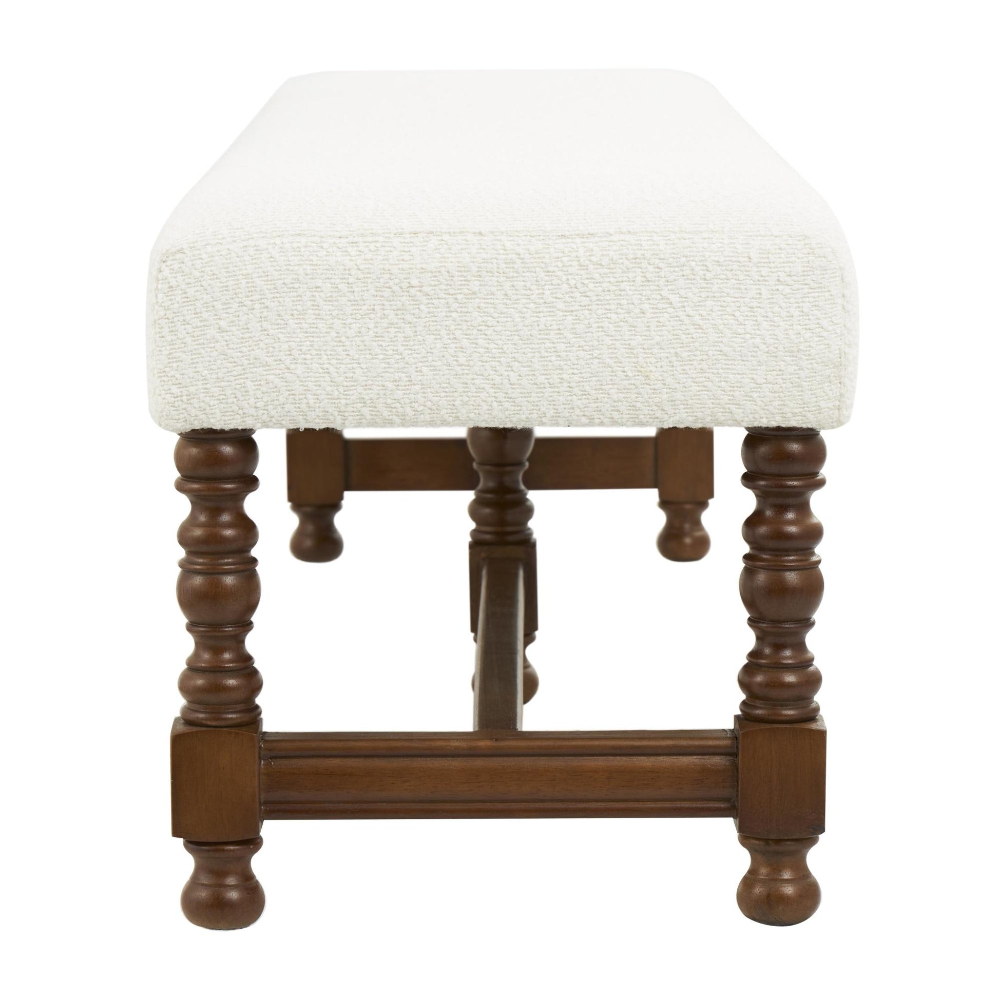 Fabric Home Bench Stool with Traditional Wood Turned Legs