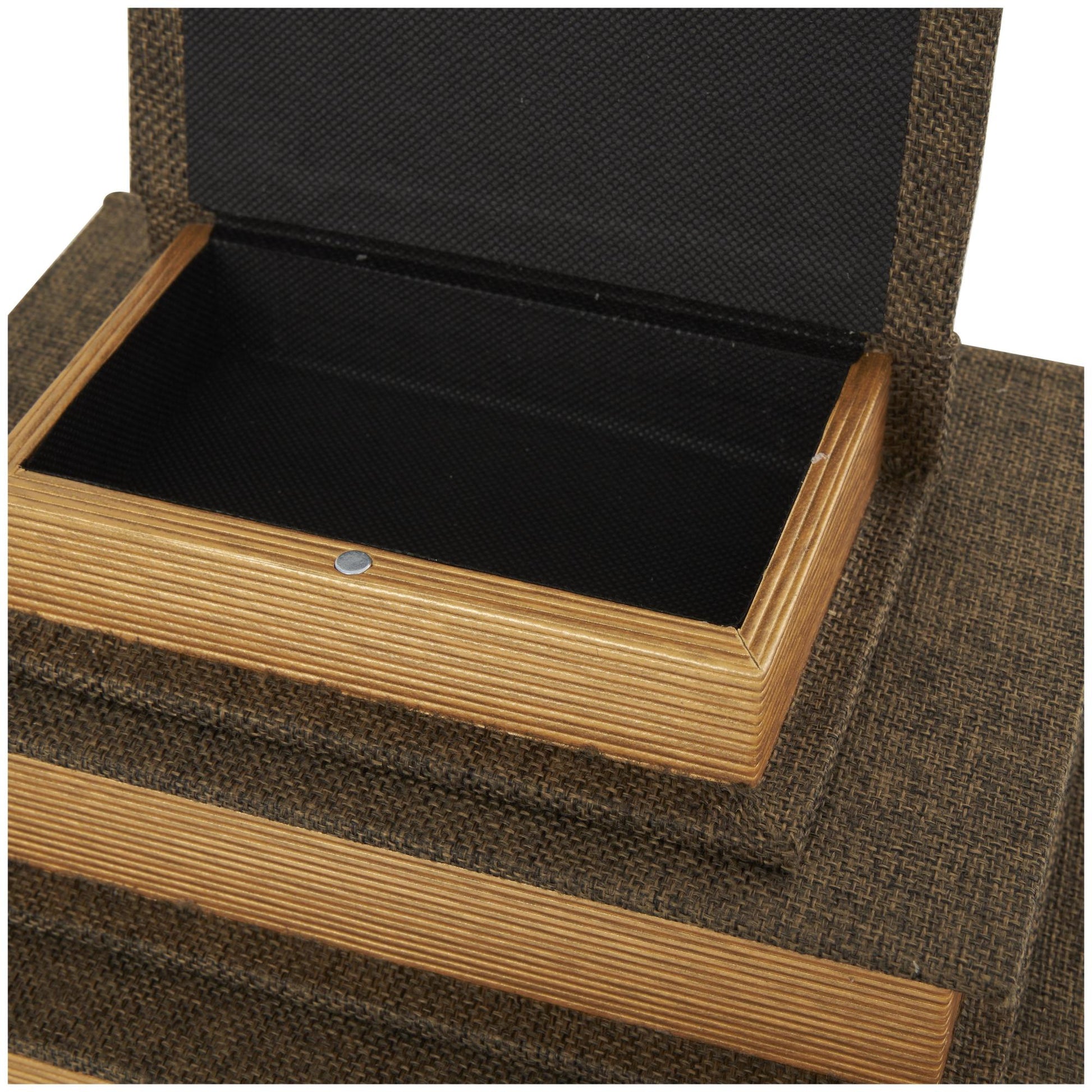 Set of 4 Dark Brown Fabric Faux Book Storage Decorative Box