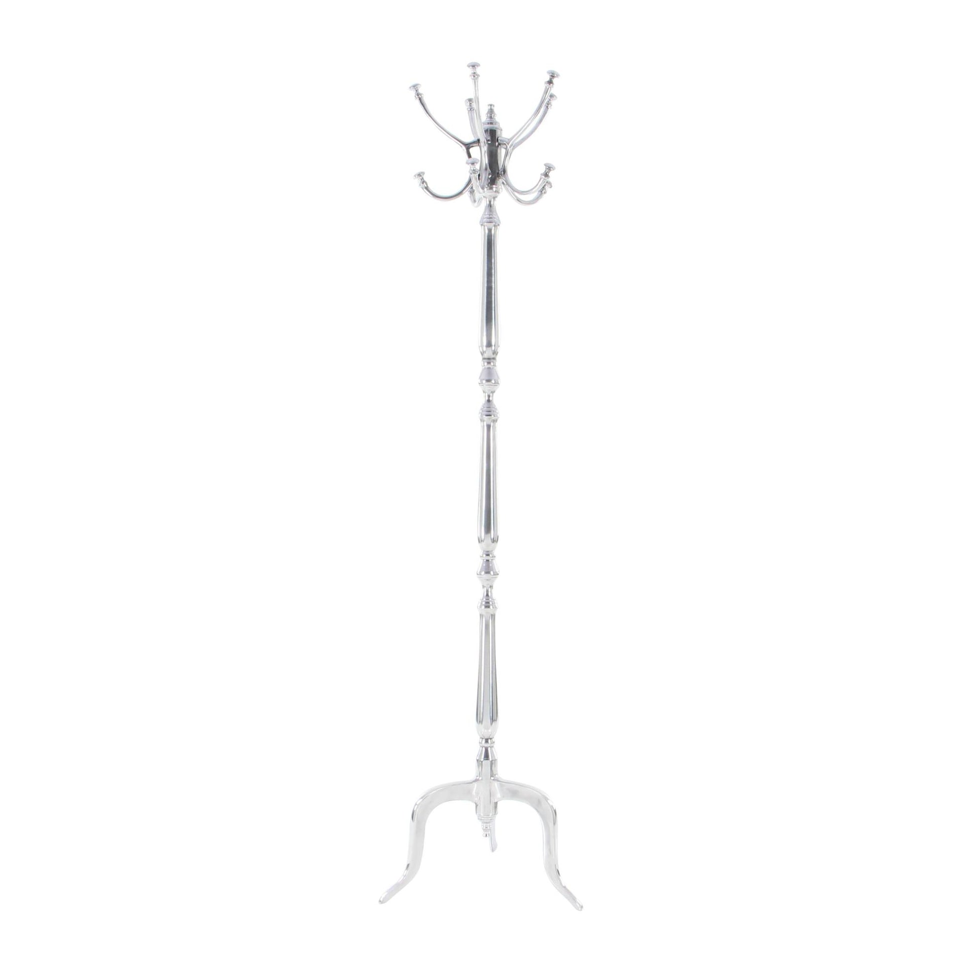 Silver Metal 5 Hook Freestanding Coat Rack