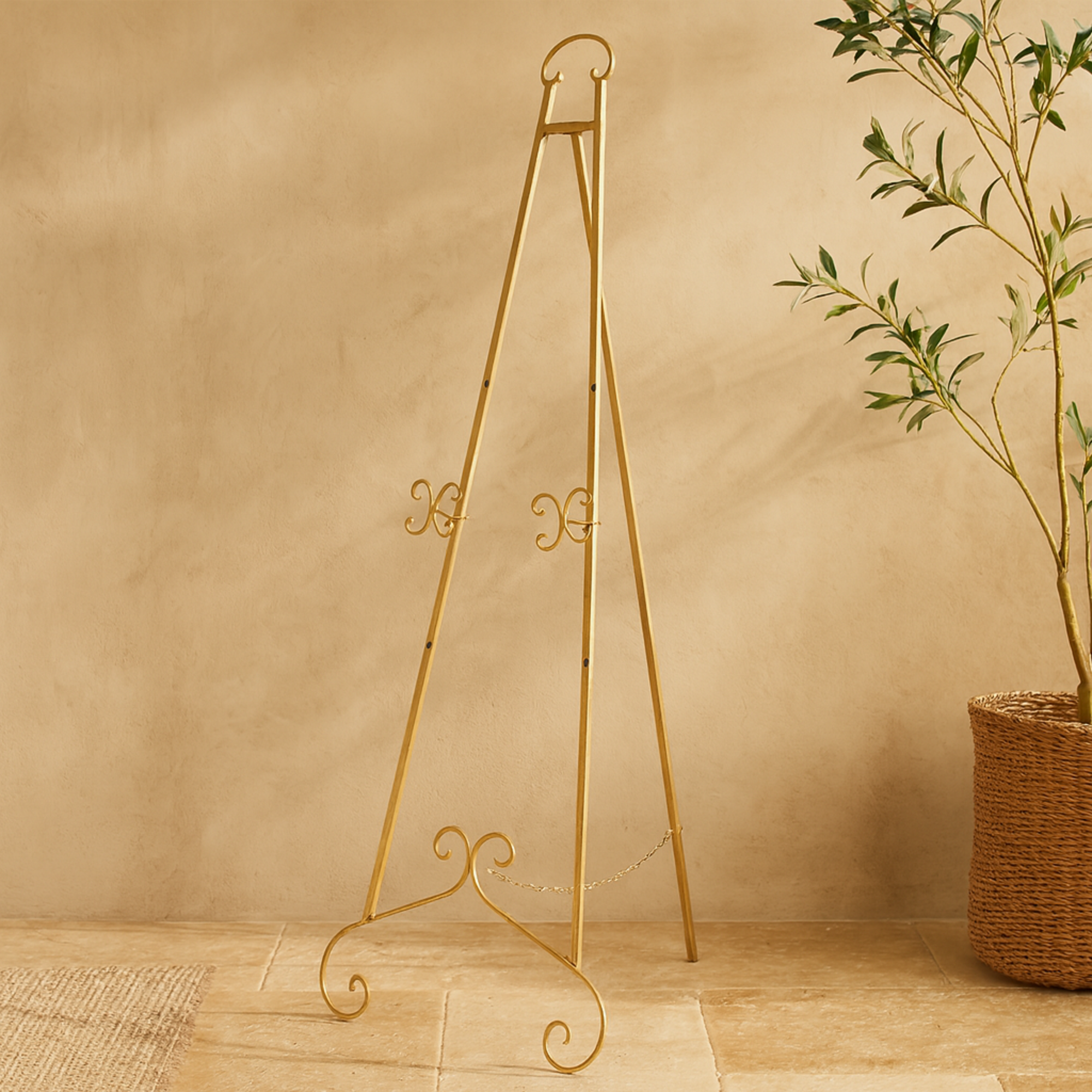 Scroll Metal Tall Adjustable Floor 3 Tier Display Easel