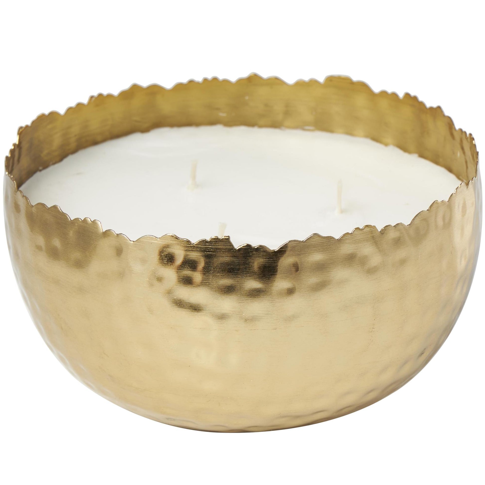Metal Egyptian Mint Scented Hammered 30 oz 3 Wick Decorative Candle with White Wax 7" x 7" x 4"