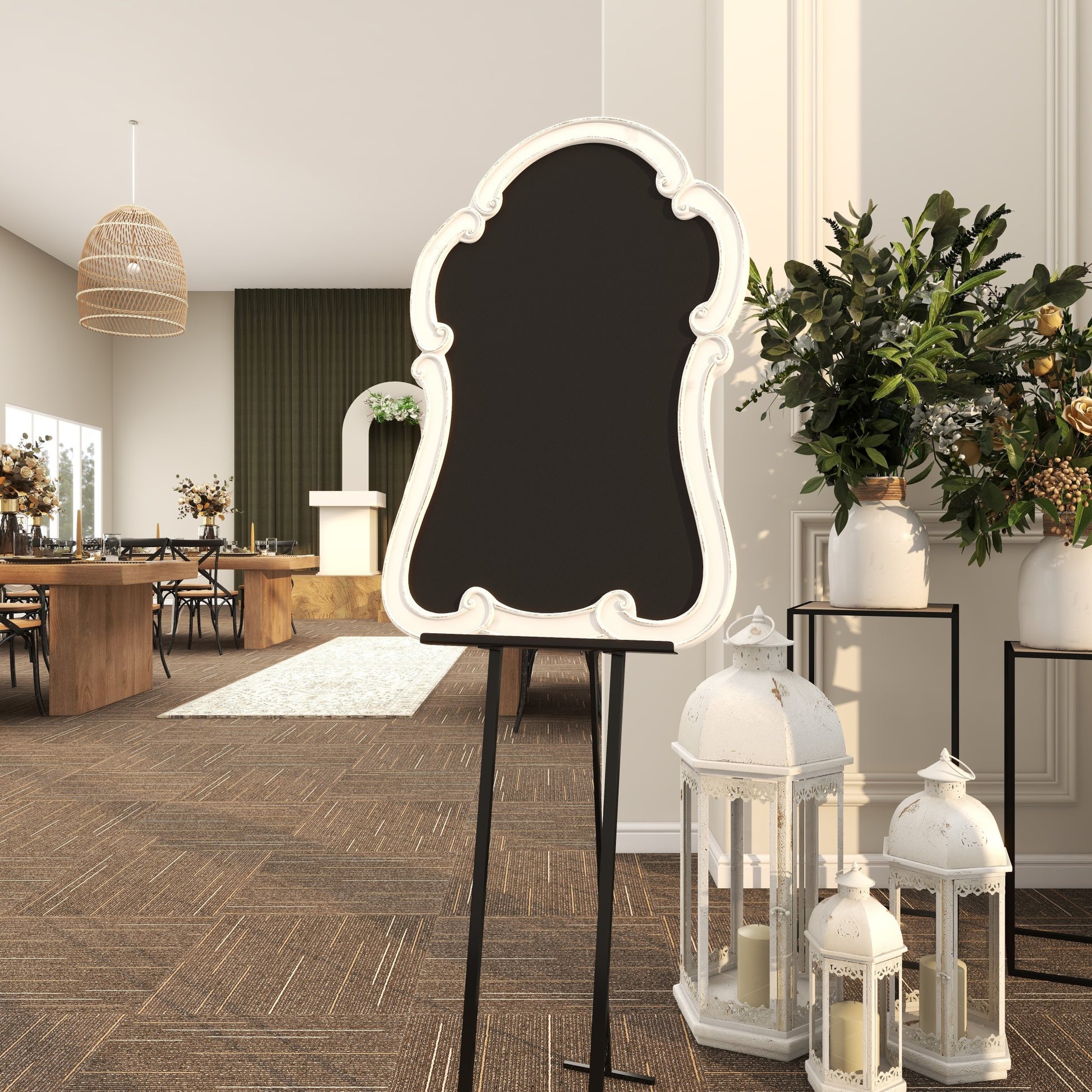 Sign White Wood Arched Scrolled Chalkboard Home Wall Decor