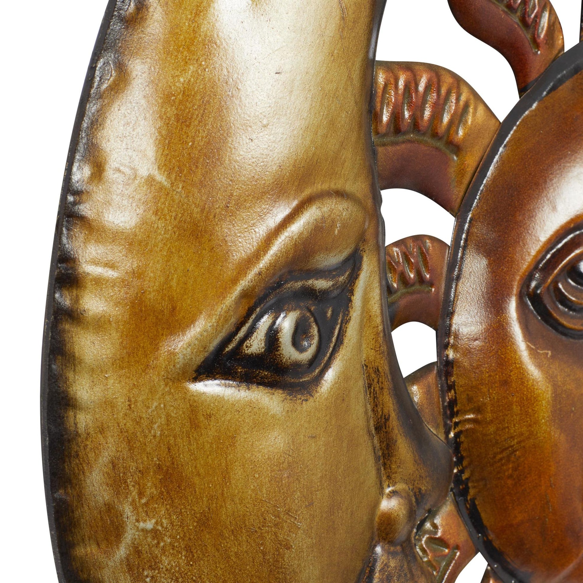 Sun and Moon Red Metal Indoor Outdoor Home Wall Decor