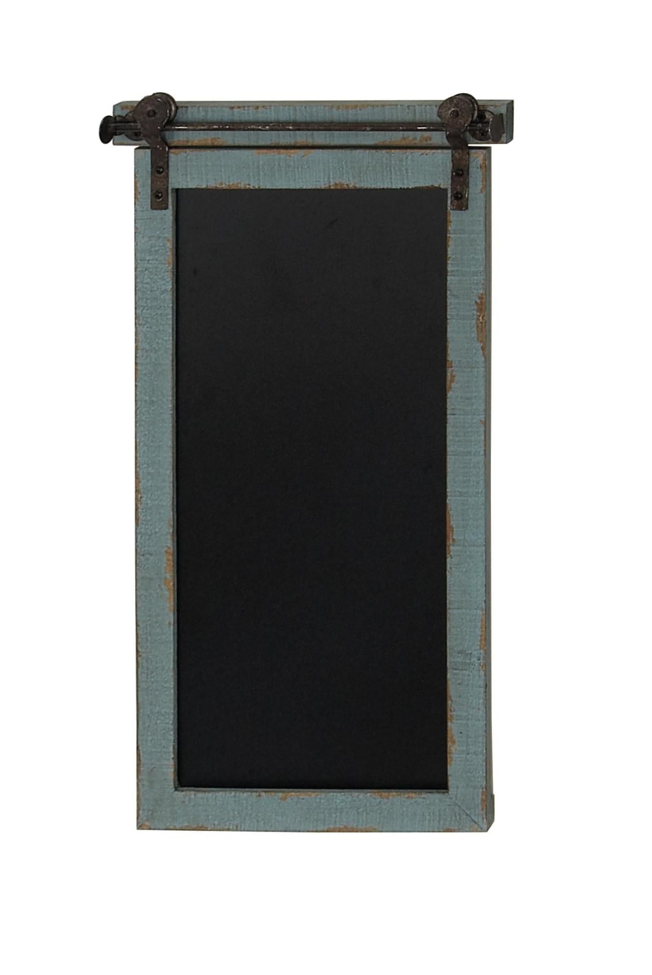 Sign Blue Wood Sliding Barn Door Inspired Chalkboard Home Wall Decor