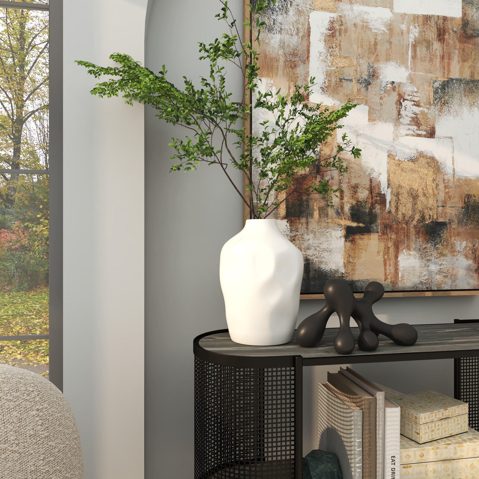 CosmoLiving by Cosmopolitan Abstract Ceramic Faceted Decorative Vase