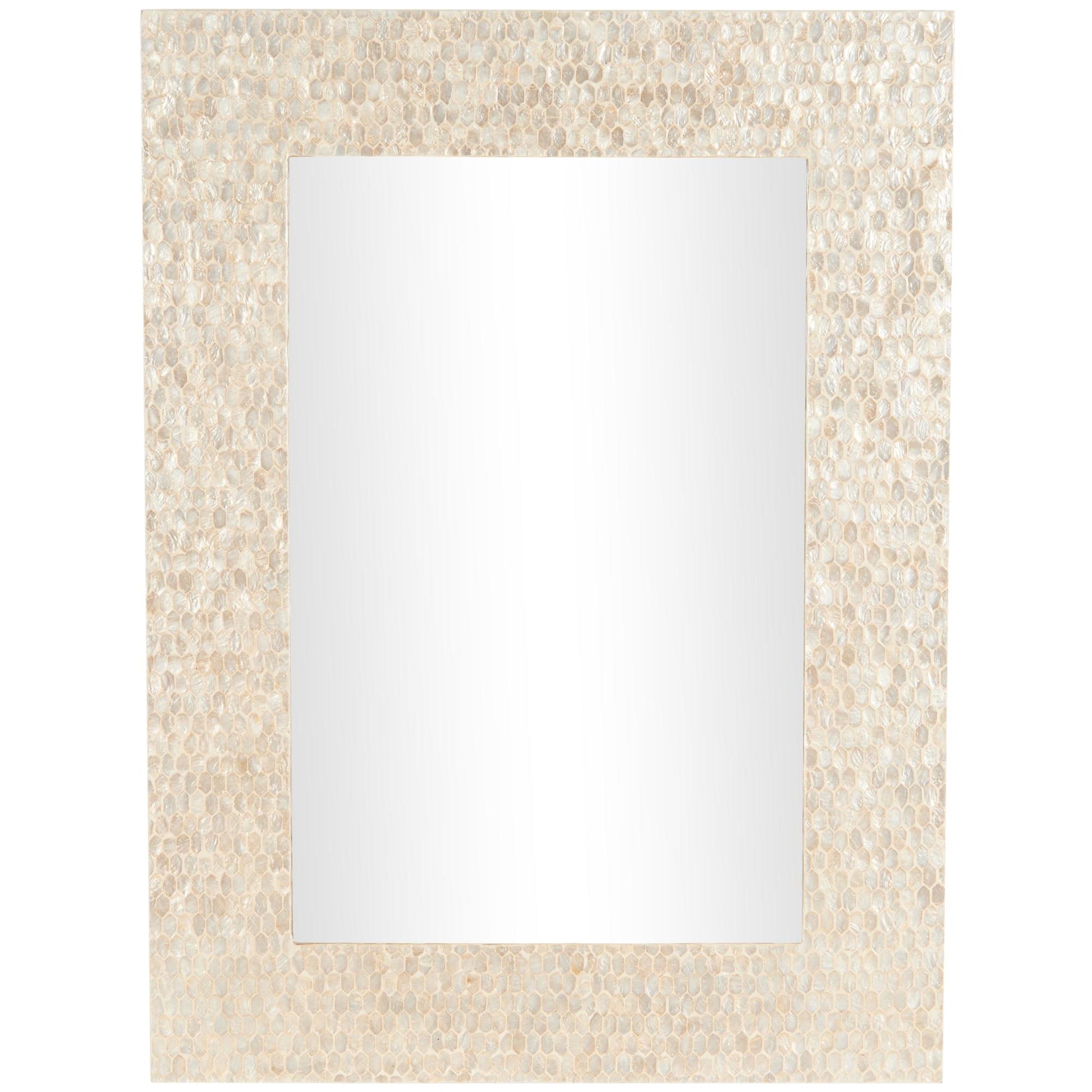 Cream Mother of Pearl Shell Handmade Mosaic Room Wall Mirror