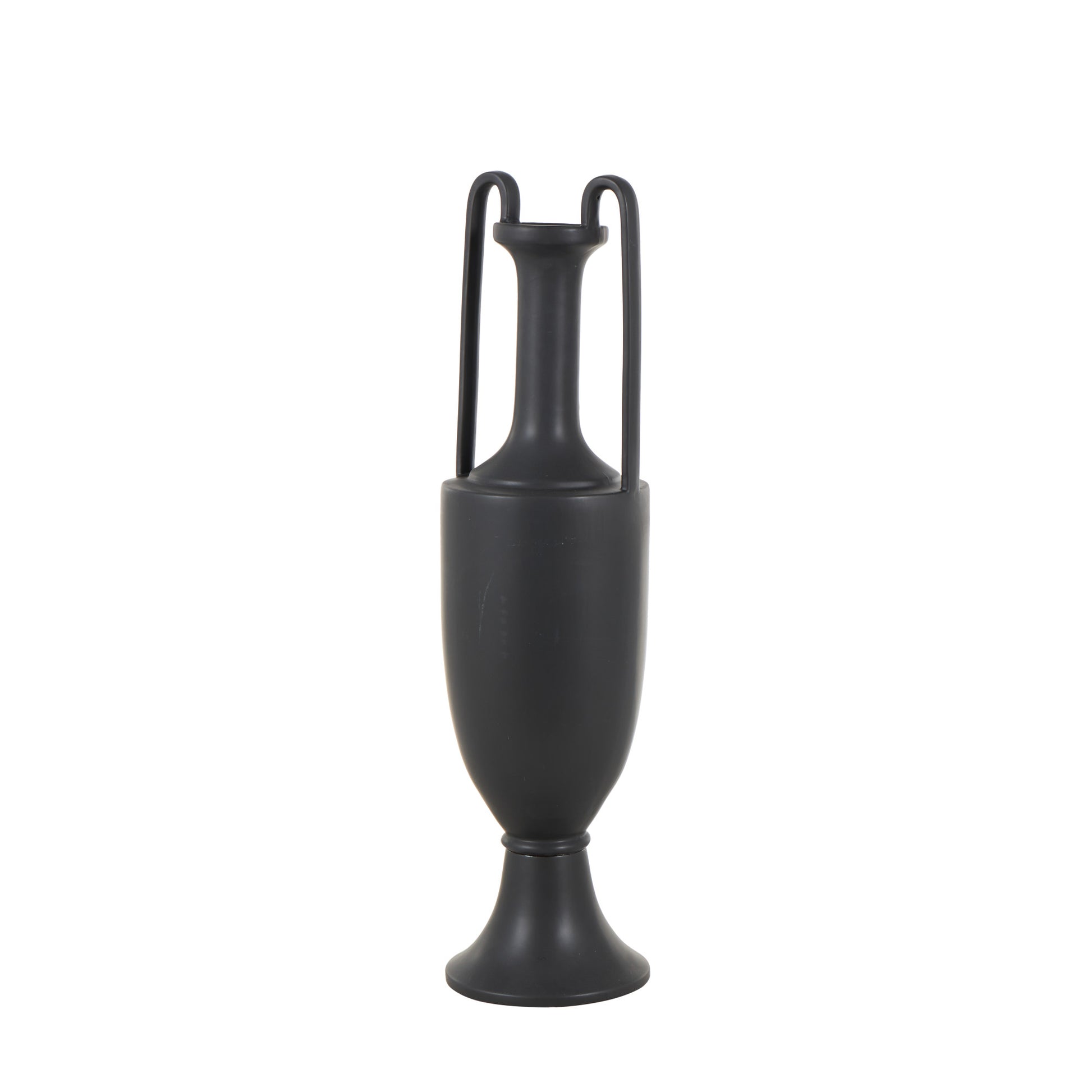 Ceramic Fluted Urn Shaped Decorative Vase with Arch Handles
