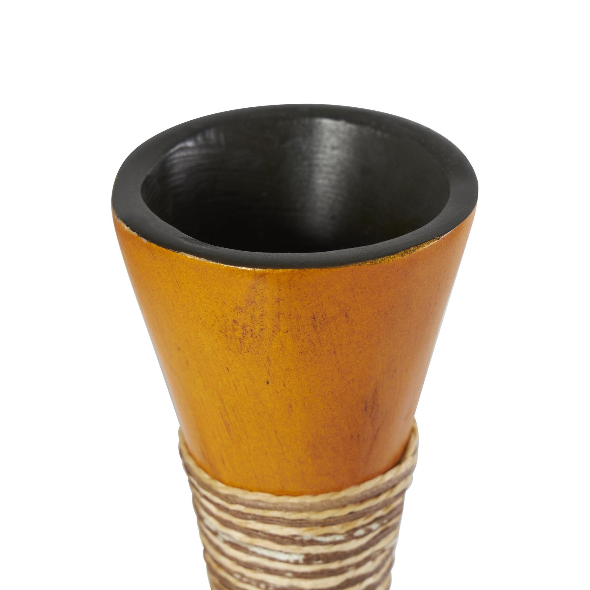Abstract Multi Colored Polystone Decorative Vase with Wrapped Beaded Accent