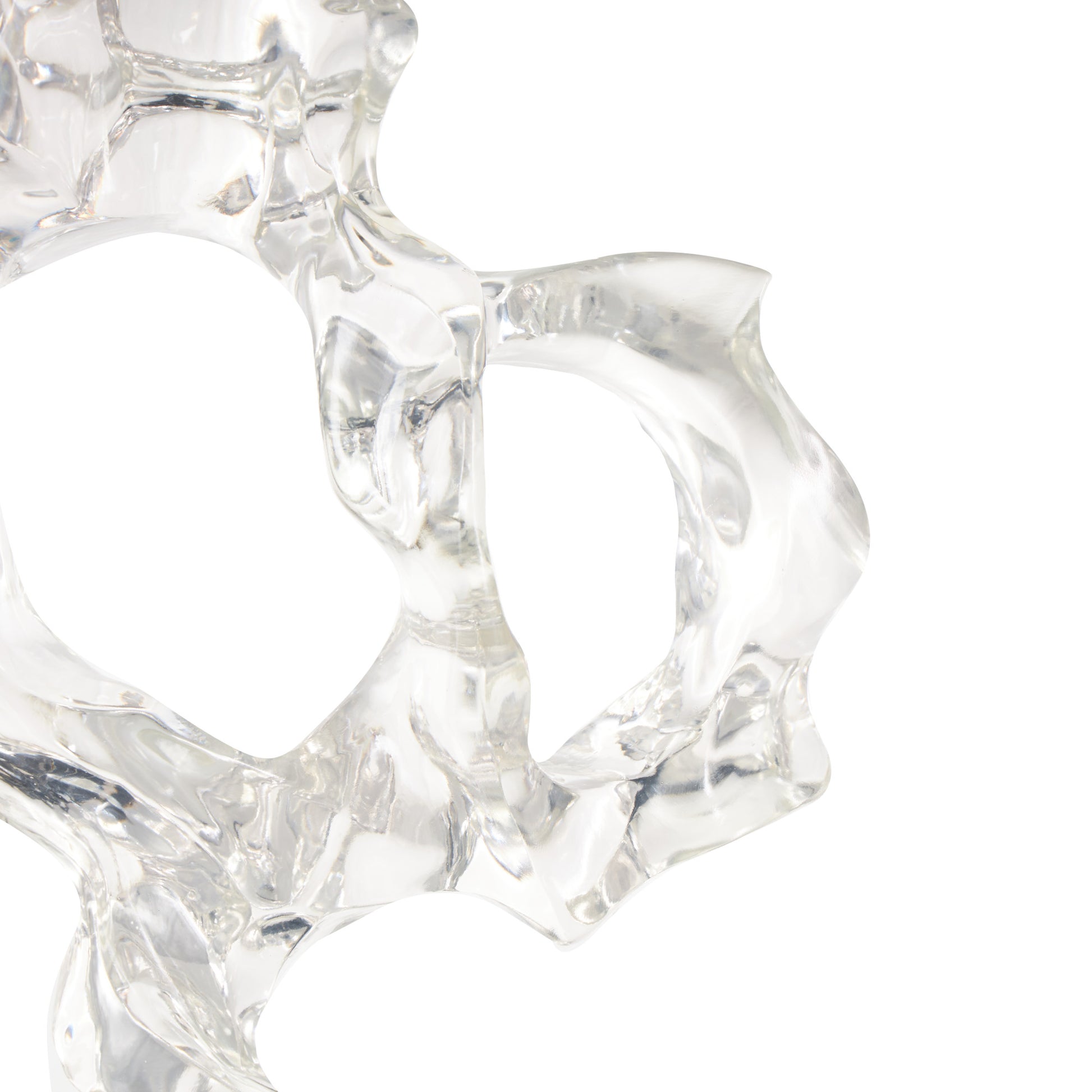 Abstract Clear Resin Decorative Sculpture with Black Square Base