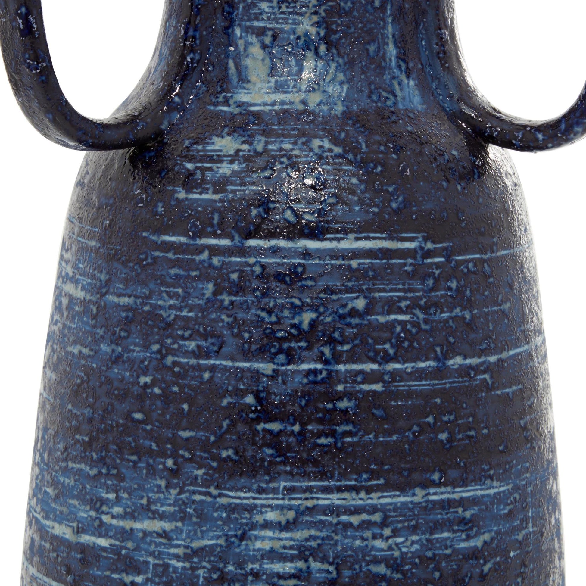 Blue Ceramic Decorative Vase with Handles