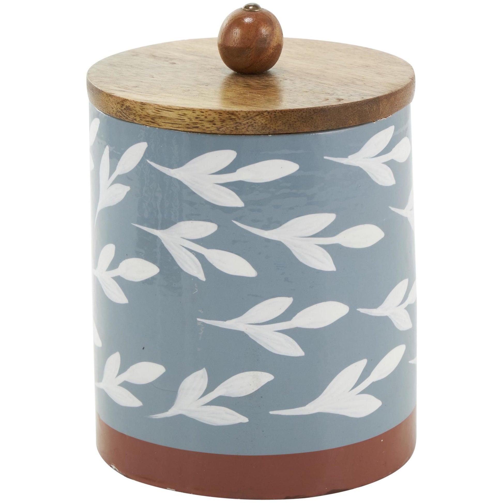 Set of 3 Floral Ceramic Decorative Canisters with Wood Lids