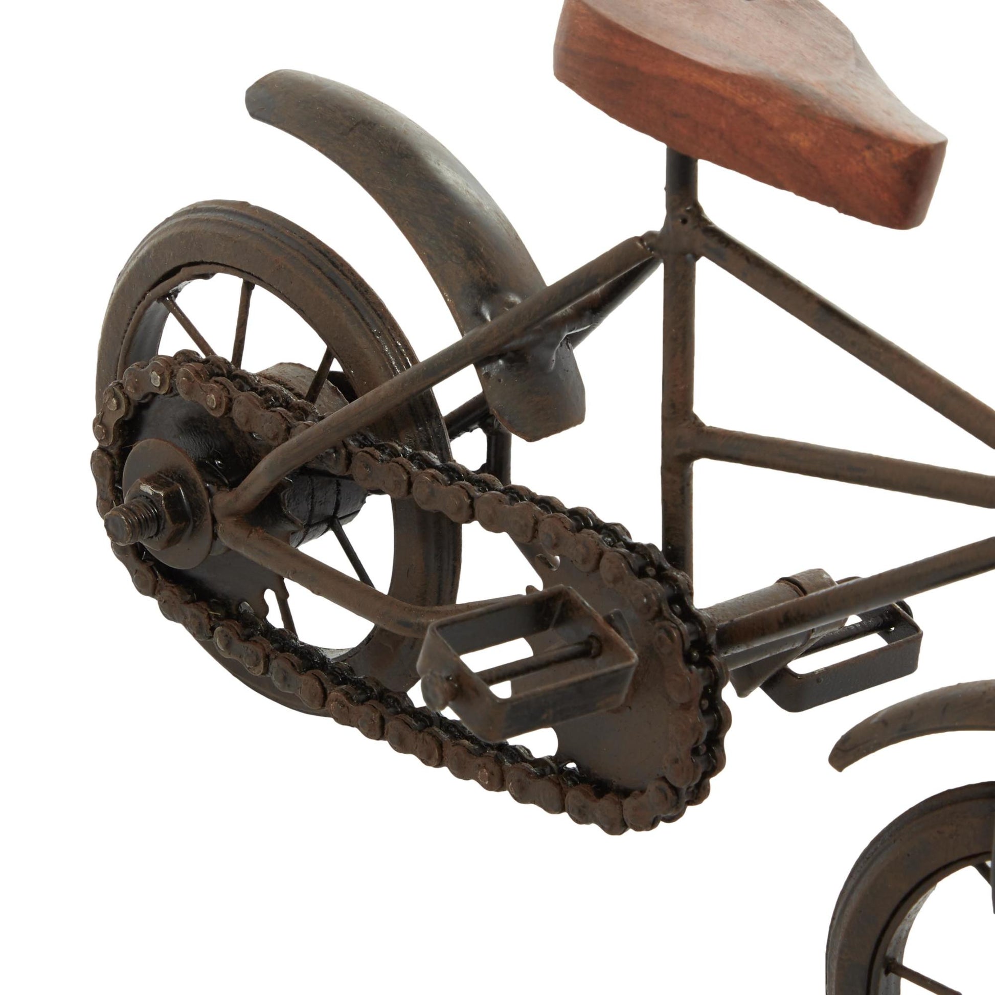 Set of 2 Bike Metal Decorative Sculpture with Wood Accents