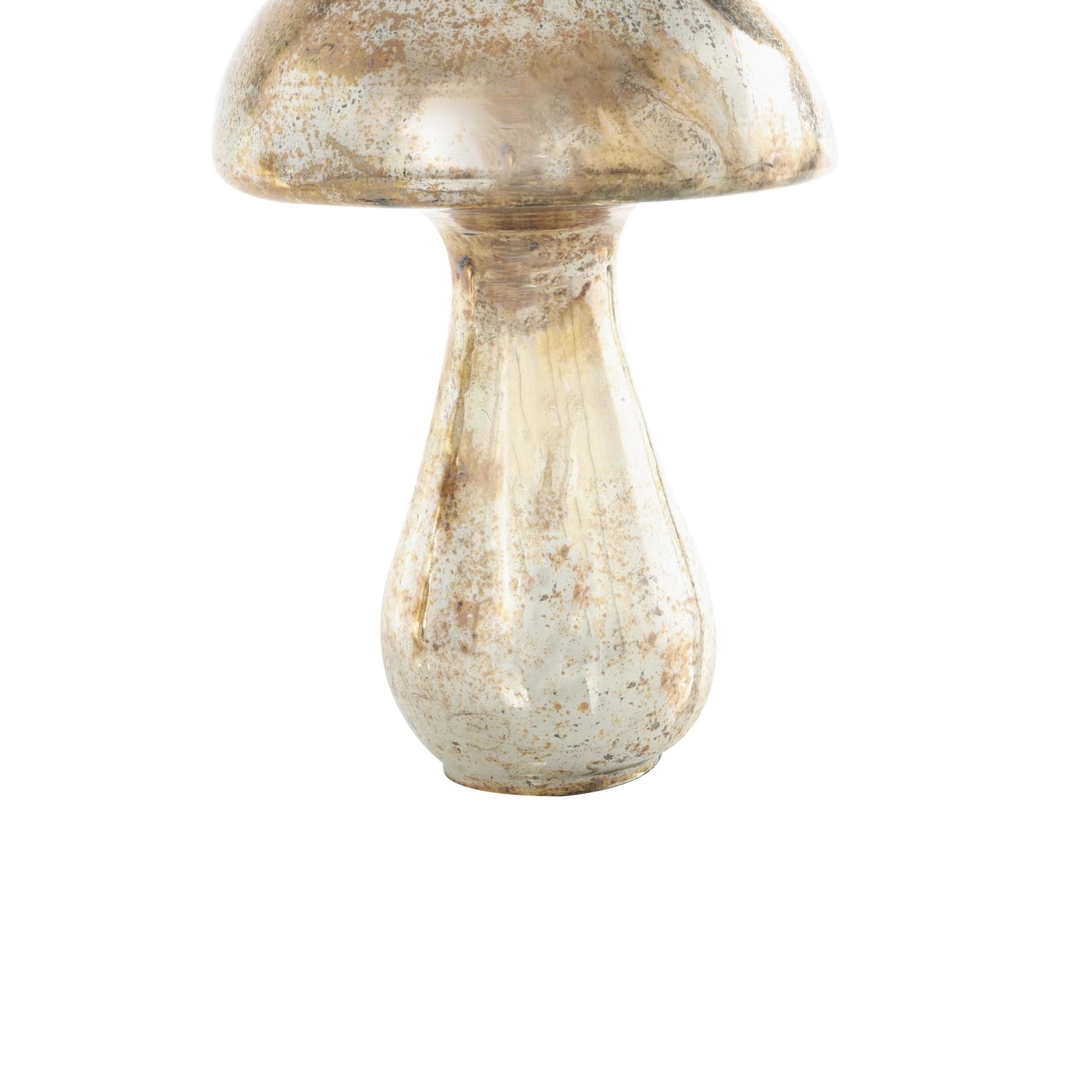 Set of 2 Mushroom Glass Handmade Glossy Weathered Decorative Sculpture