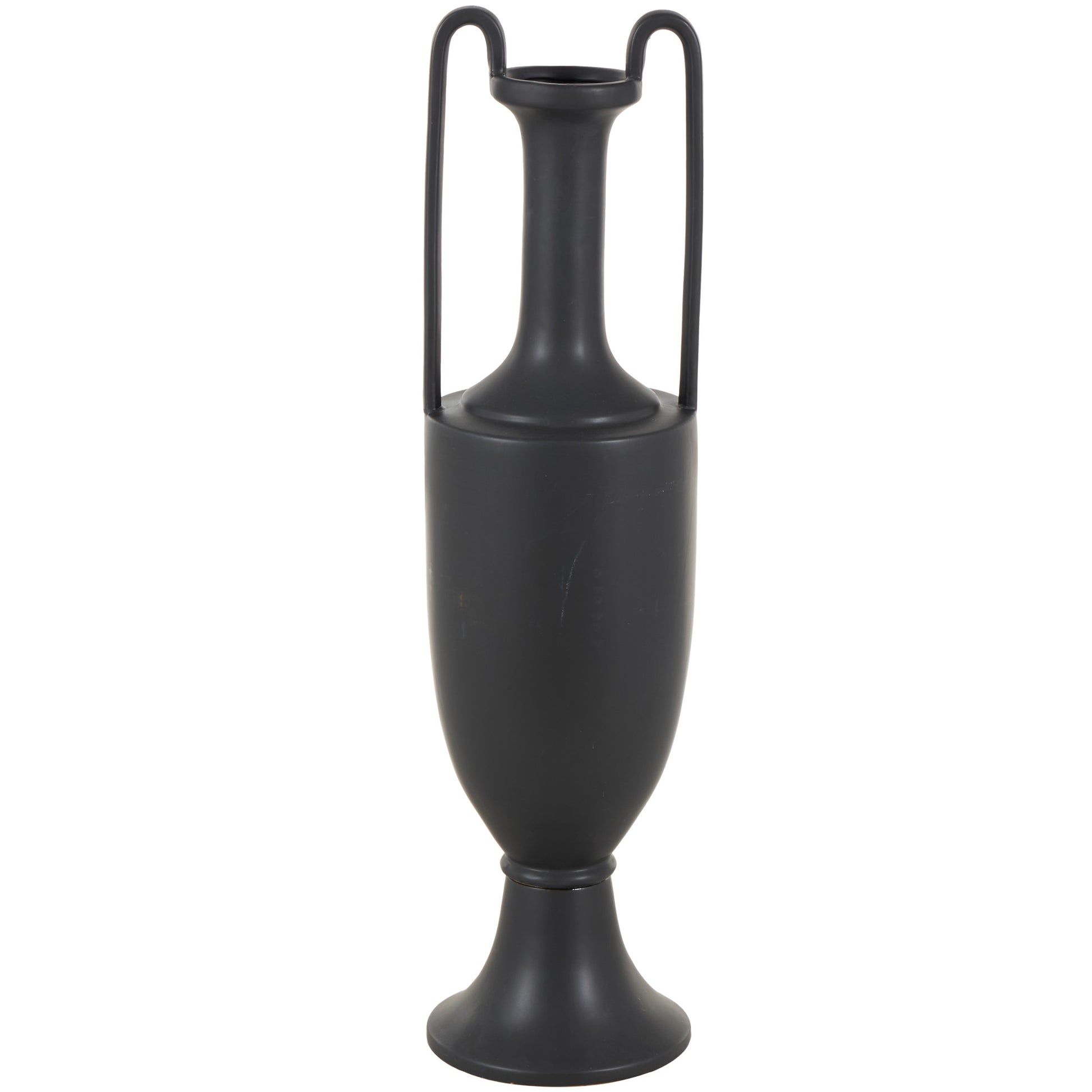 Ceramic Fluted Urn Shaped Decorative Vase with Arch Handles