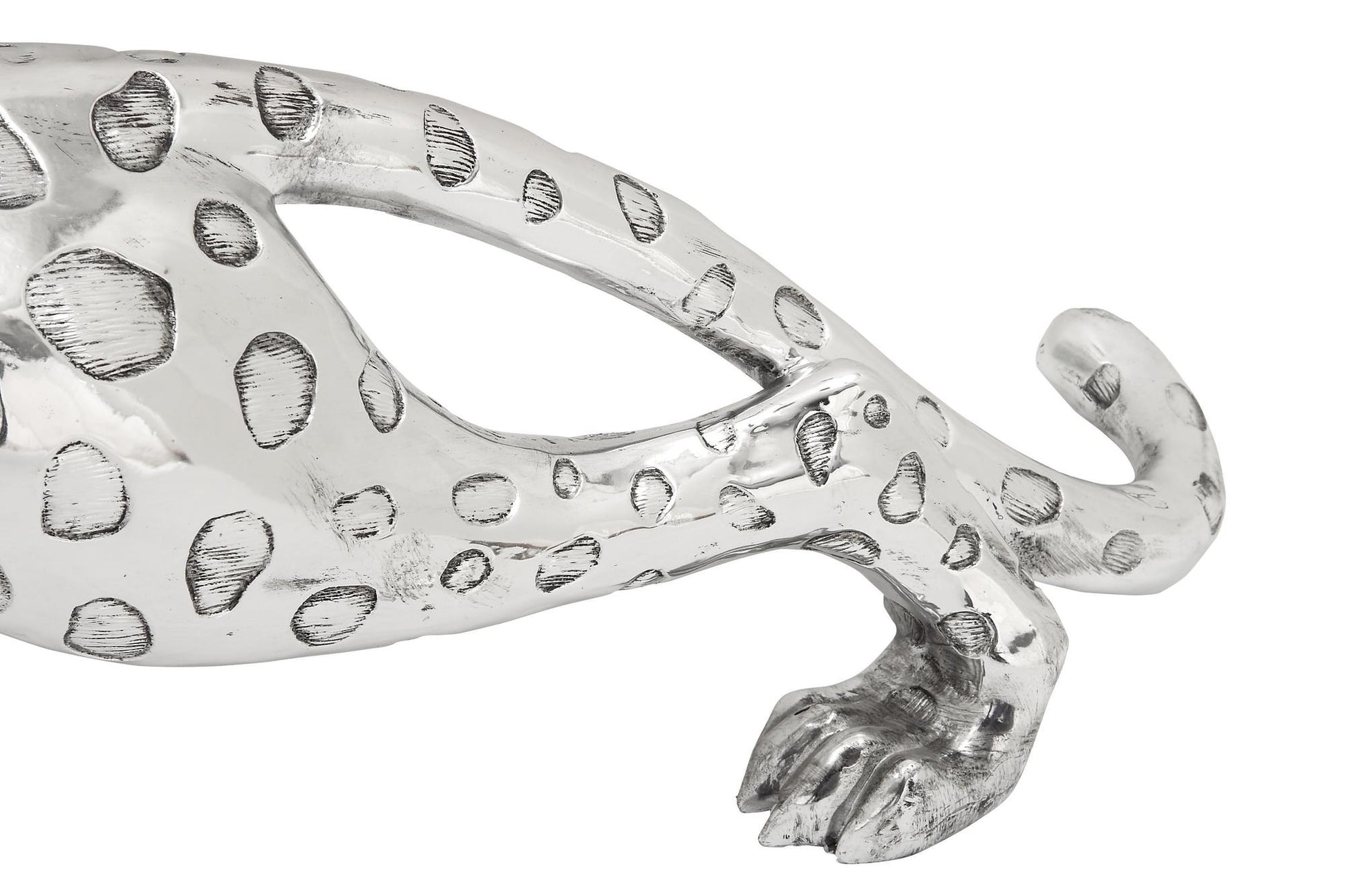 Leopard Silver Polystone Decorative Sculpture