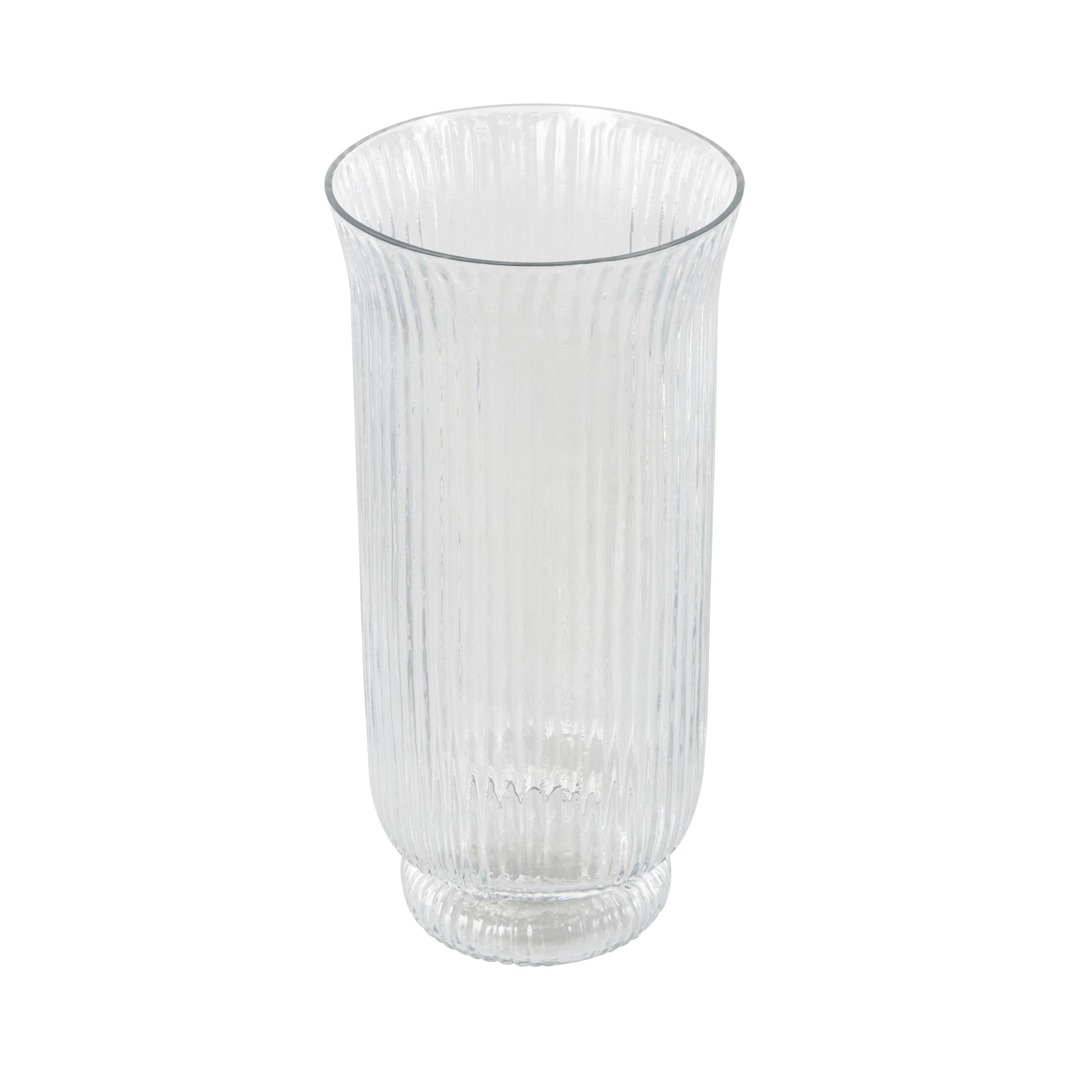 Clear Glass Ribbed Fluted Decorative Candle Holder