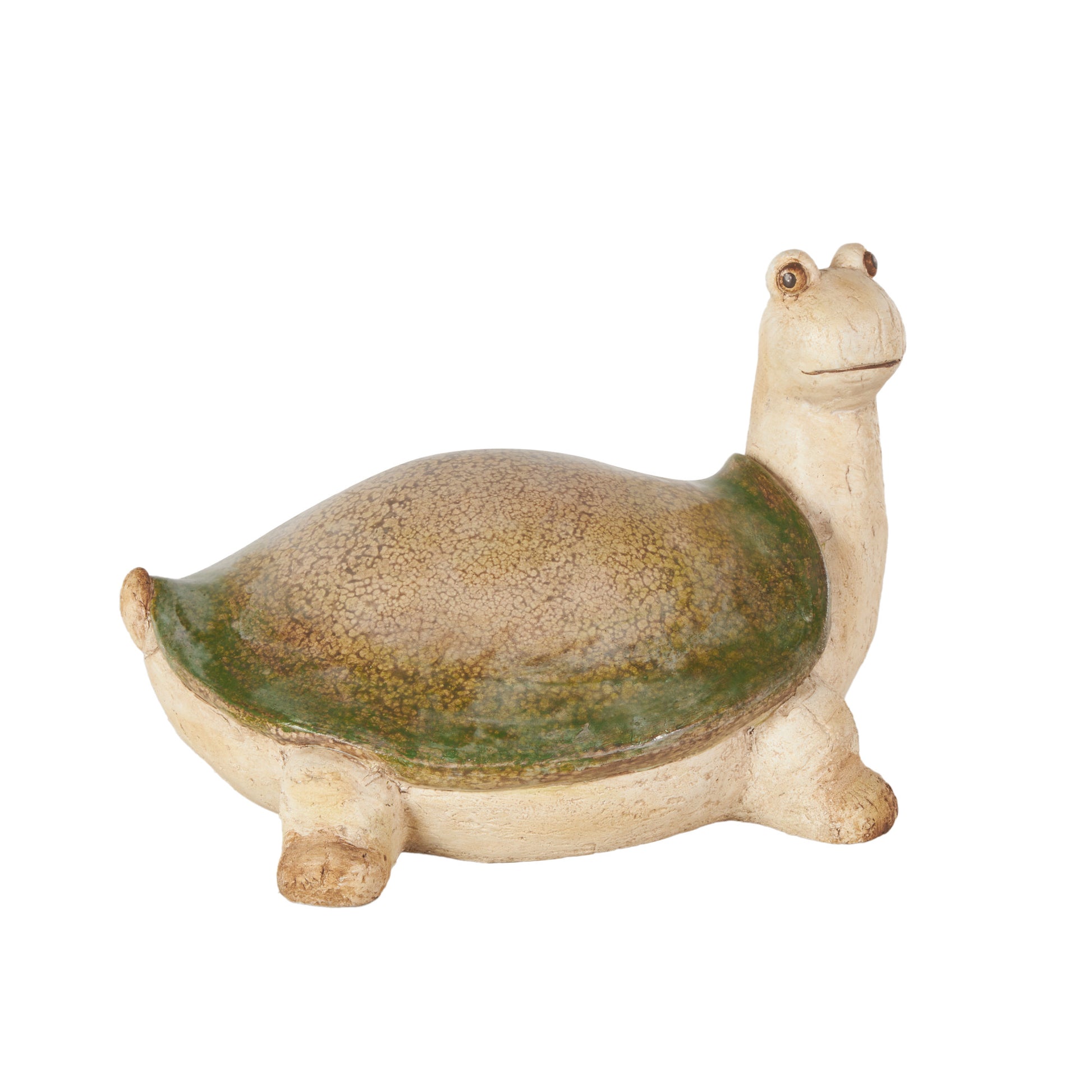Turtle Cream Magnesium Oxide Decorative Garden Sculpture with Green Shell