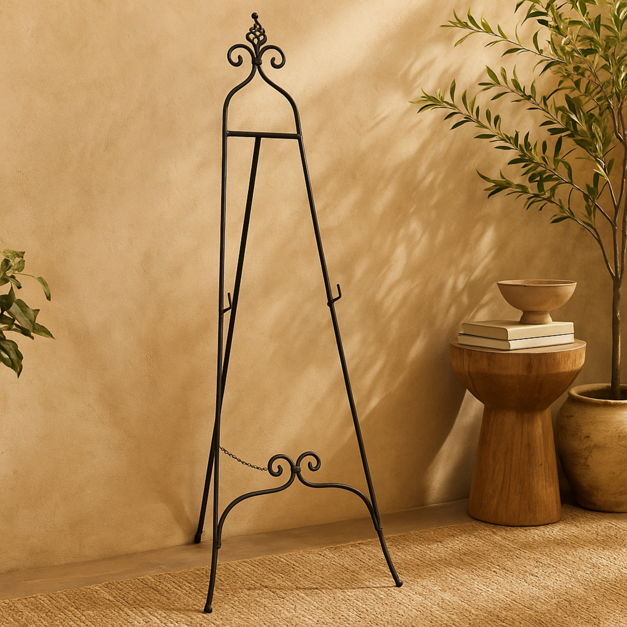 Scroll Metal Adjustable 3 Level Display Easel with Chain Support 21" x 23" x 63"