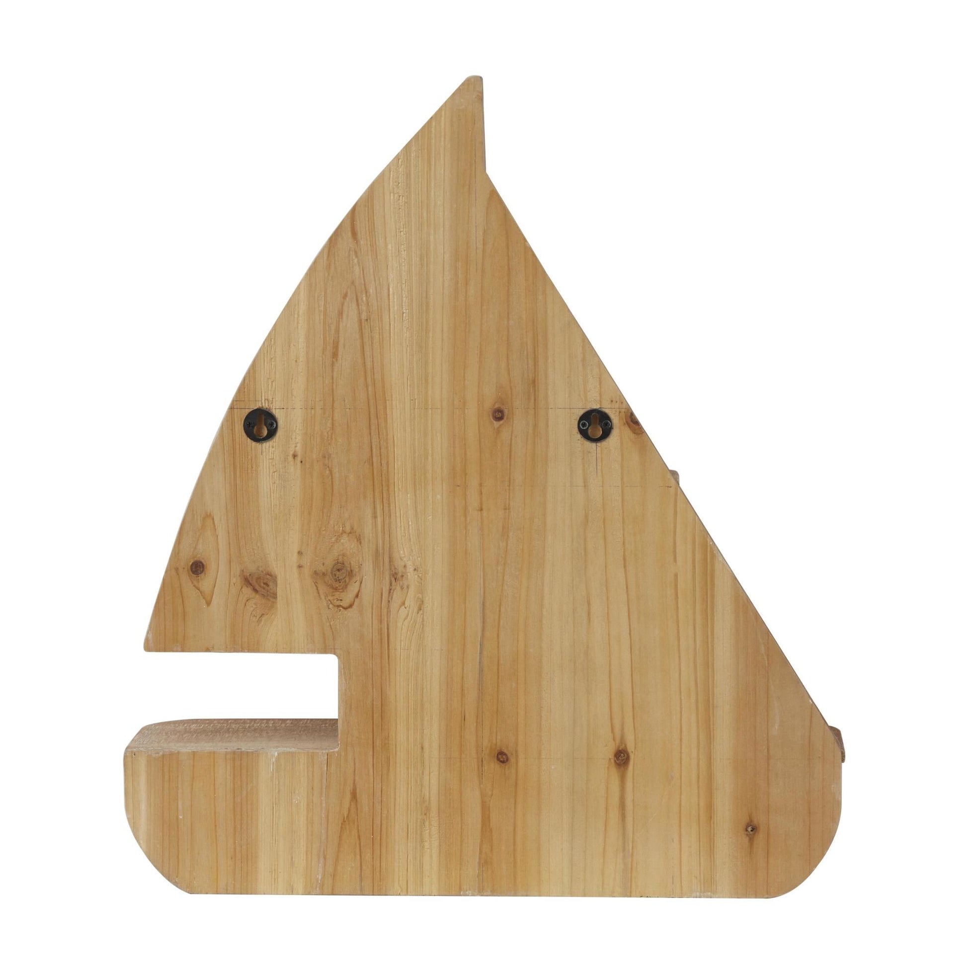 Sail Boat Brown Wood 8 Cubbies Room Wall Shelf