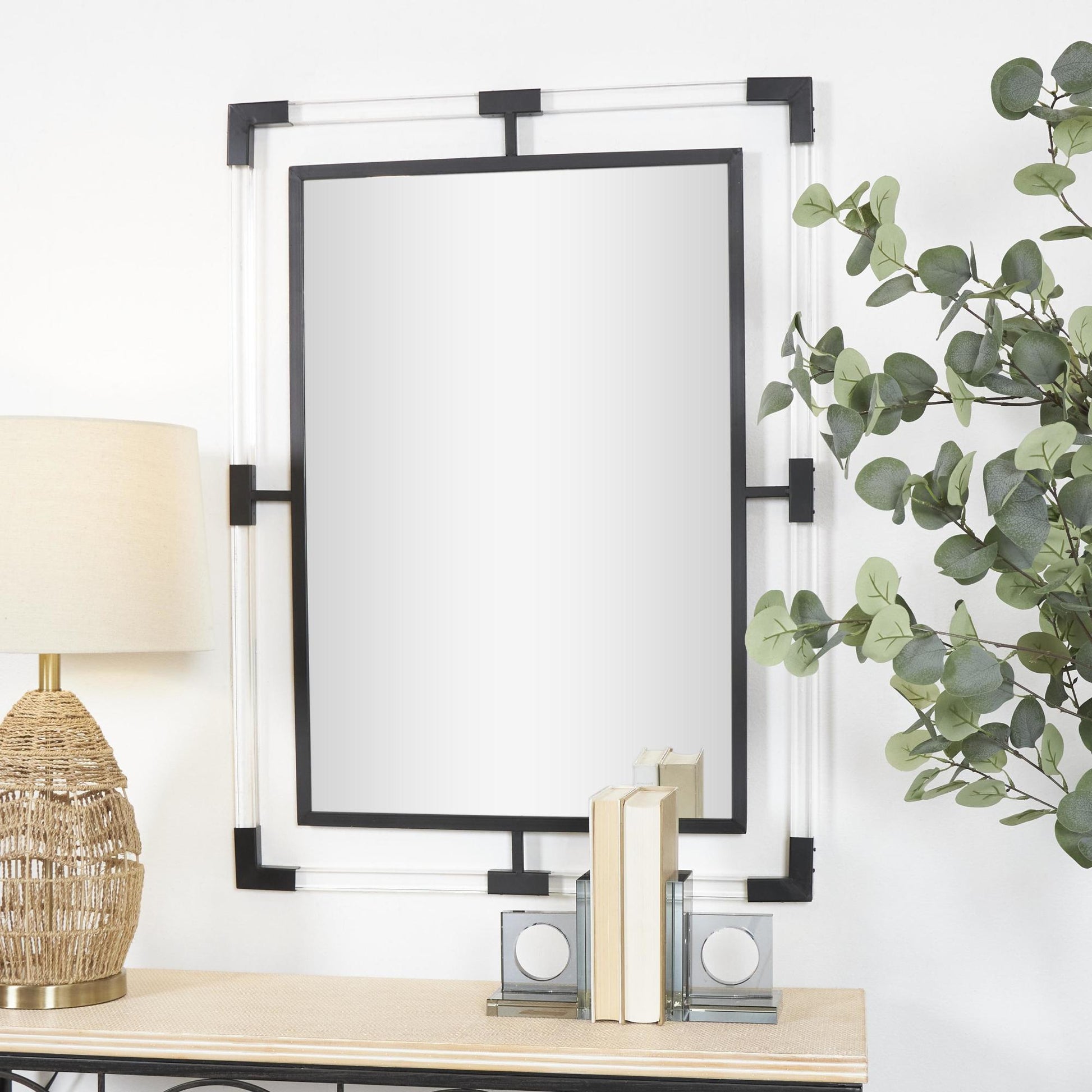 Metal Double Framed Room Wall Mirror with Acrylic Frame