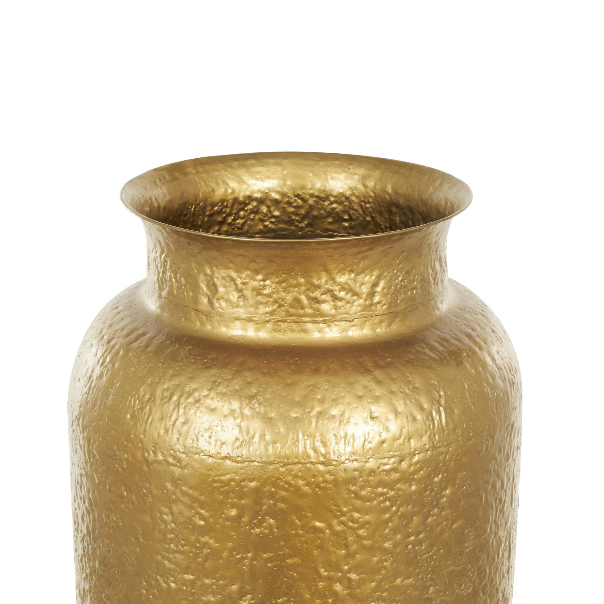 Gold Metal Tall Textured Hammered Floor Decorative Vase