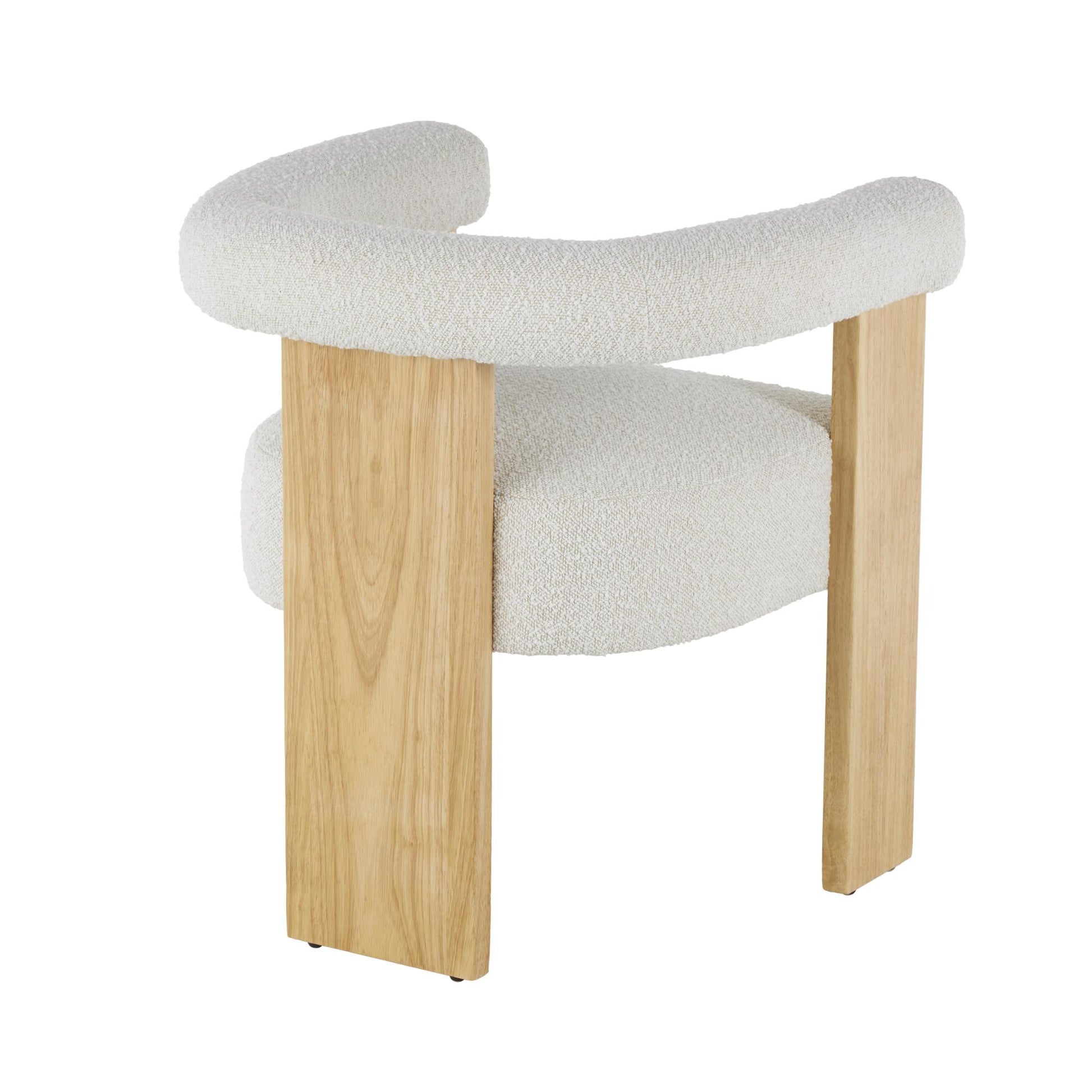 Polyester Curved Back Mid Century Modern Round Boucle Living Room Accent Chair with Brown Wood Frame 27" x 23" x 28"