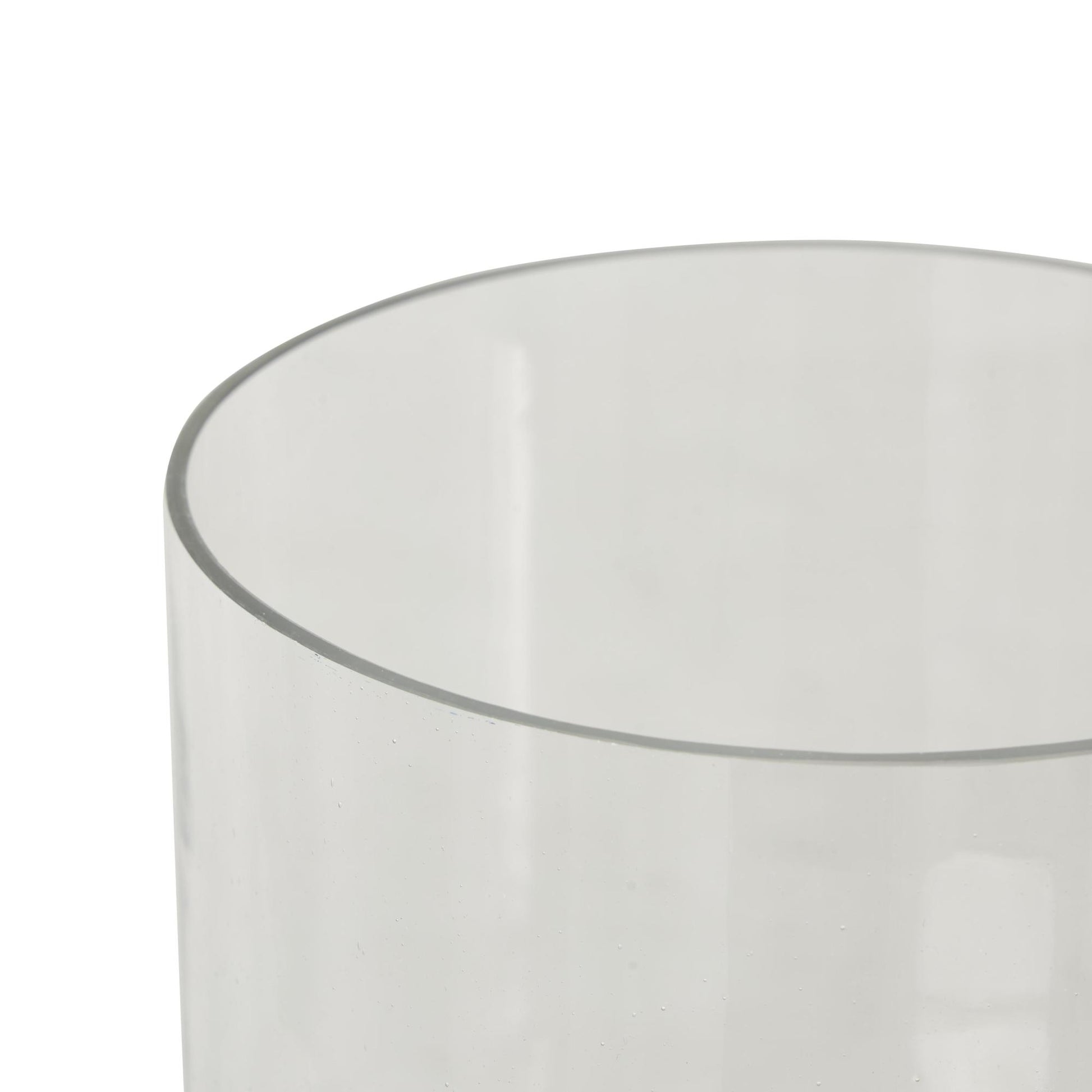 Clear Glass Wide Decorative Candle Holder with Elevated Base